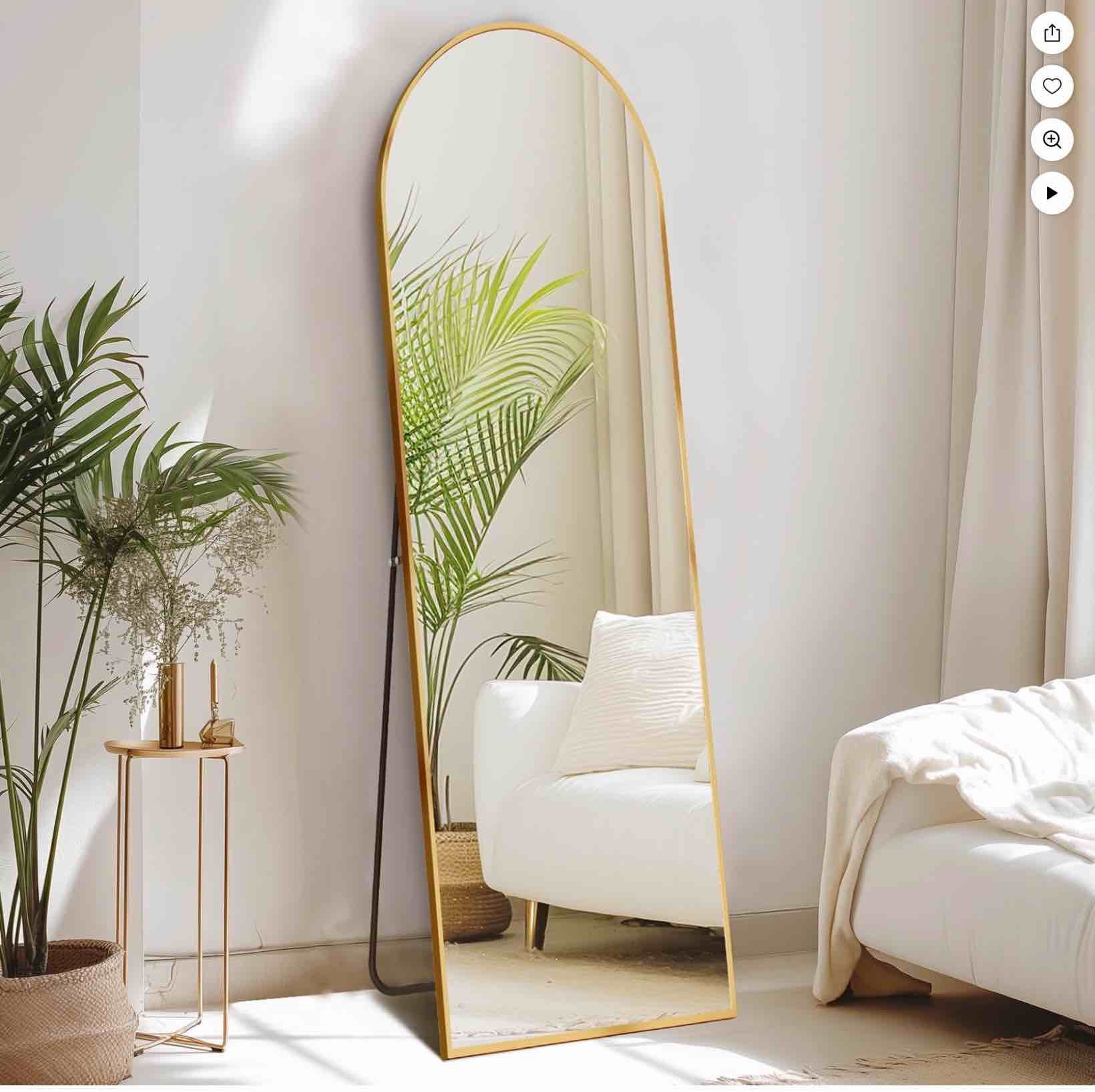 CONCETTA 59"x16" Arched Full Length Mirror, Full Body Standing Mirror Floor Mirrors, Gold