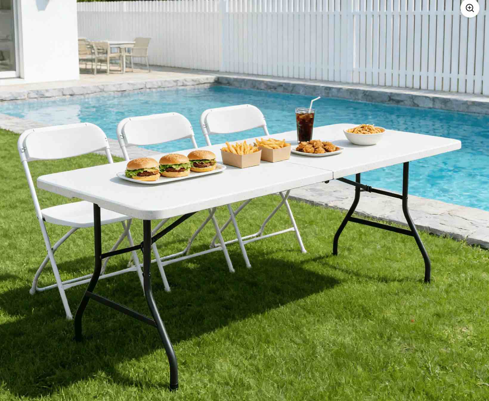 HOUSNIFLEX 6FT Folding Table, Heavy Duty Portable Table, Waterproof HDPE, Foldable for Picnic, Party, Camping, Dining, BBQ, Indoor & Outdoor, White