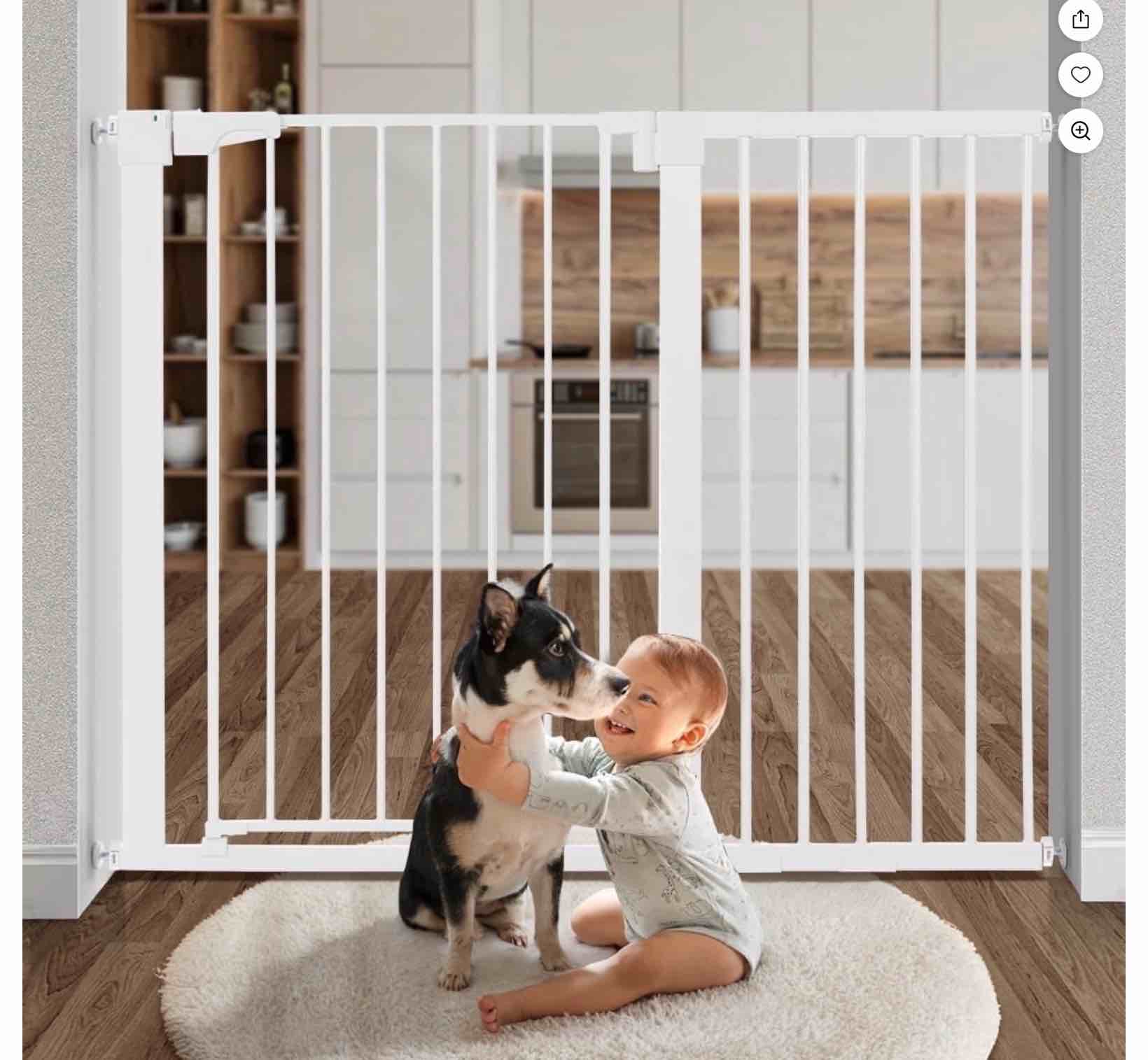 Baby Safety Gate, Caveen 36" Tall, 29.5-48.8" for Stairs and Doorway,Pressure Mount Baby Gate for Ages 6 to 36 Months, White