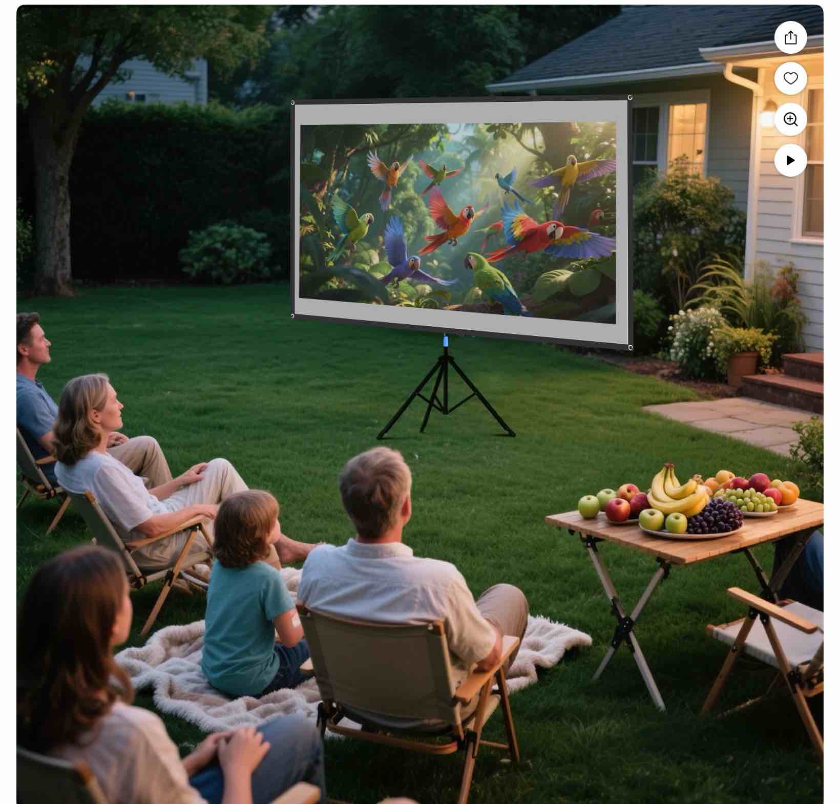 Visulapex Outdoor Projector Screen with Stand 80 inch, Portable Projector Screens for Outside Theater Home Backyard Movies