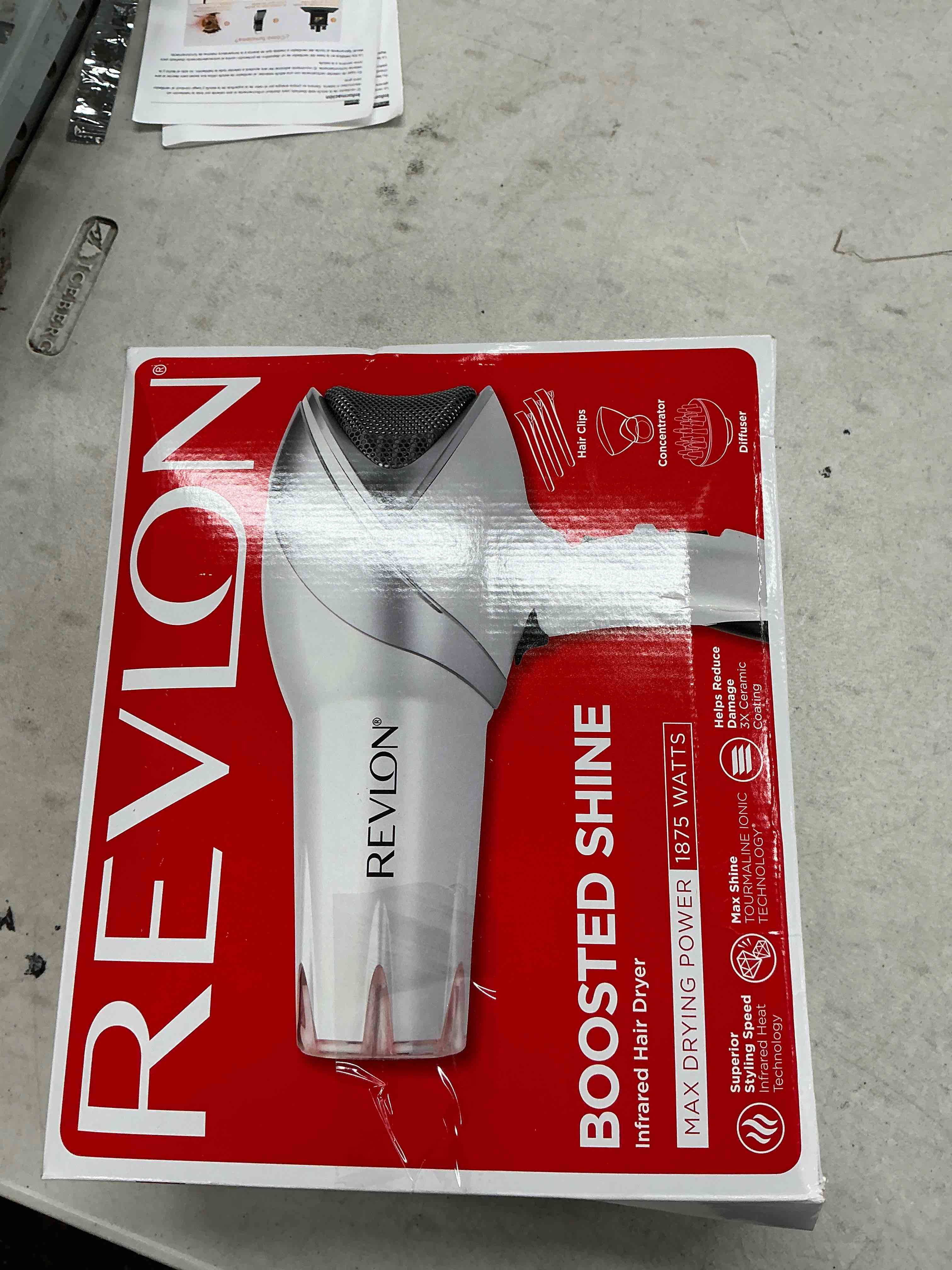 revlon infrared hair dryer with diffuser & concentrator - ionic ceramic blow dryer for frizz control, shine, soft hair & moisture protection - 1875w professional salon-quality (white) full size