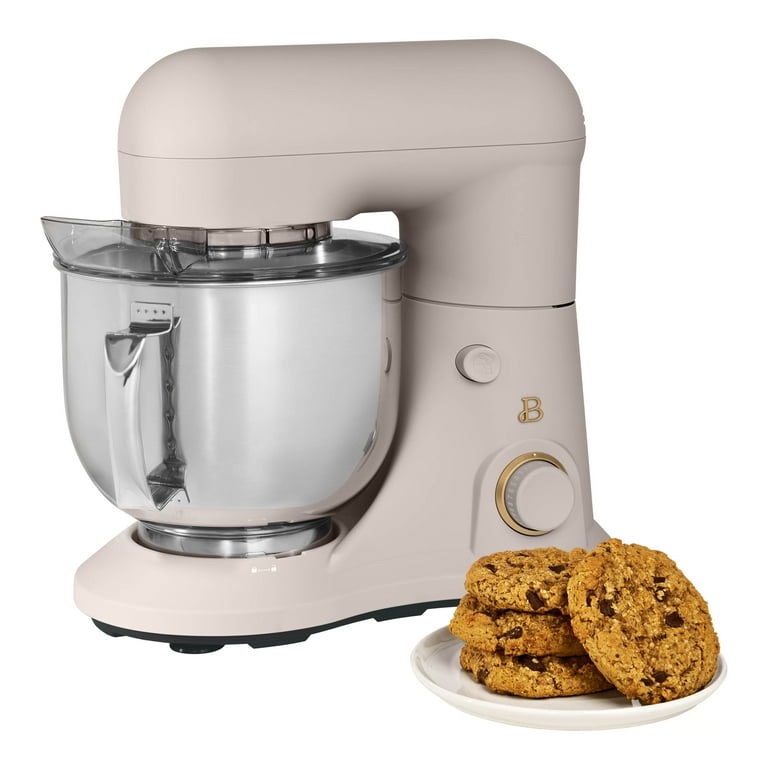 Beautiful 5.3 Qt Stand Mixer, Porcini Taupe with Flat Beater, Dough Hook, Balloon Whisk