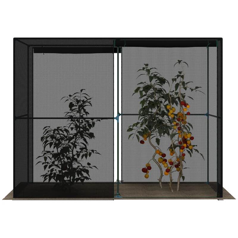 Outsunny 8' x 4' x 6' Crop Cage, Plant Protection Tent with Zippered Doors for Vegetable Garden, Backyard, Black