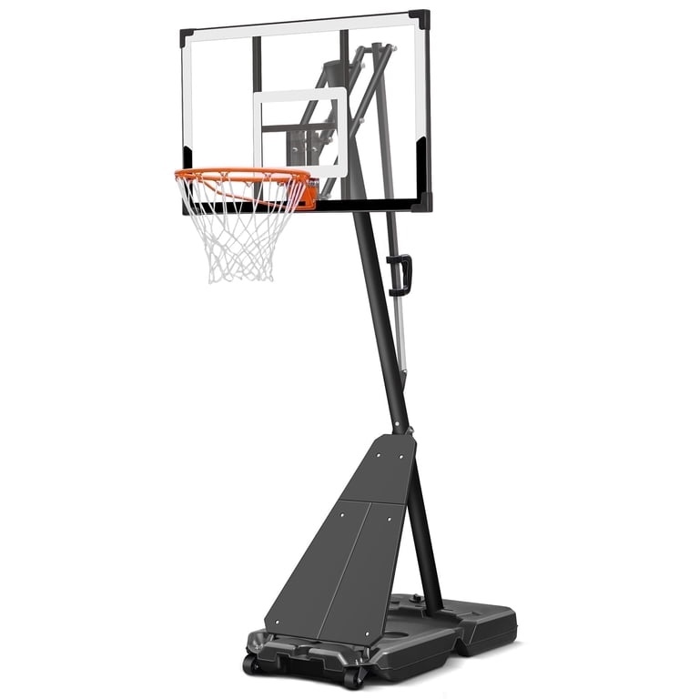 SERAY Basketball Hoop with 4.9-10 feet Height Adjustable for Kids/Adults, Portable Basketball Goal with 44 inch Backboard and 2 Wheels for Outdoor/Indoor Sports  