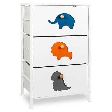FRAPOW Dresser with 3 Drawers, Fabric Nightstand, Storage Dresser for Bedroom, Hallway, Entryway, Closets, White