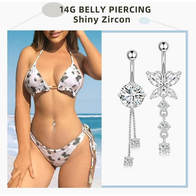Briana Williams Surgical Stainless Steel Belly Button Rings Dangle Belly Button Rings for Women Belly Piercing Dangling