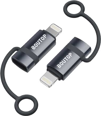 [mfi certified] 36w usb c to lightning adapter (2 pack) - support pd fast charging/data sync, with anti-lost silicone holder for iphone ipad airpods, reduces cable clutter 2 packs dark gray