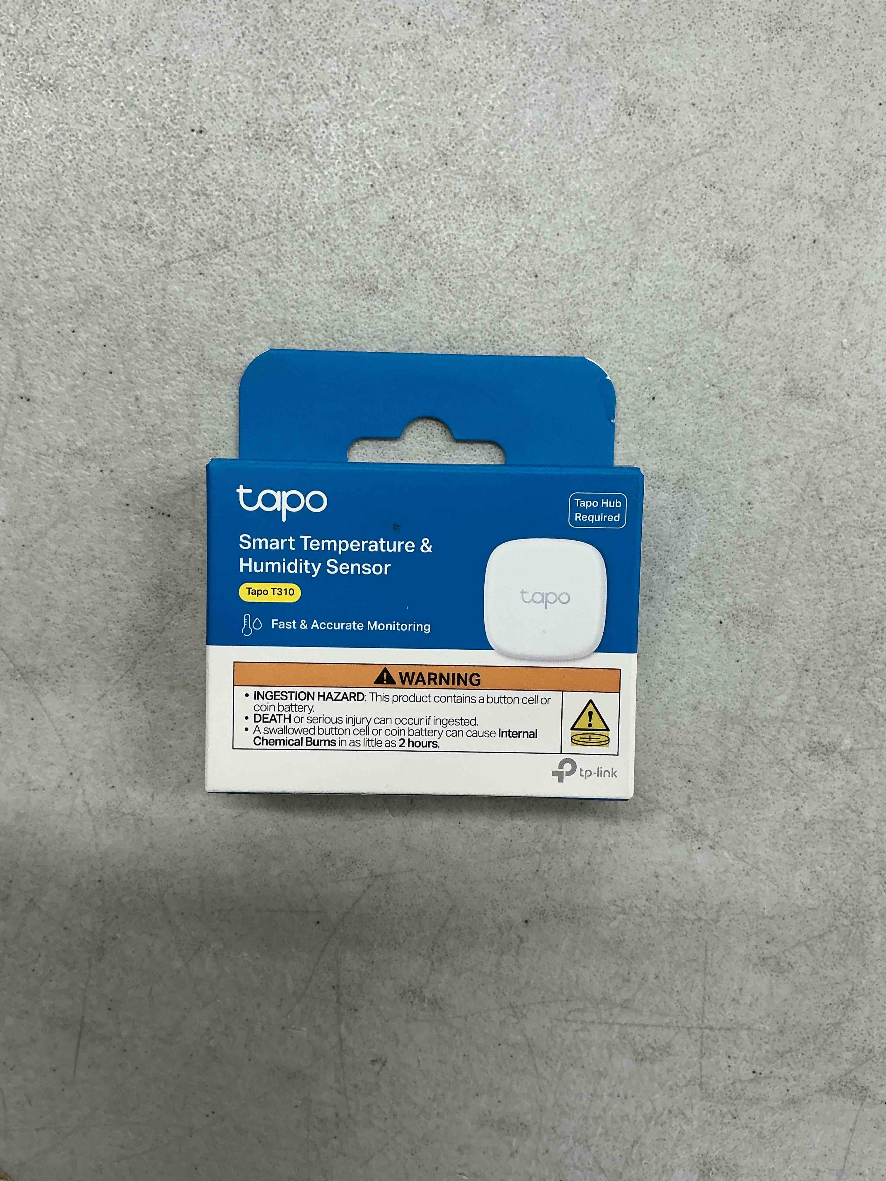 Condition photo showing Good Condition for tp-link tapo smart temperature and humidity sensor t310, white, requires tapo hub, high-accuracy swiss-made sensor, real-time notifications, free data storage, long-lasting performance temperature sensor