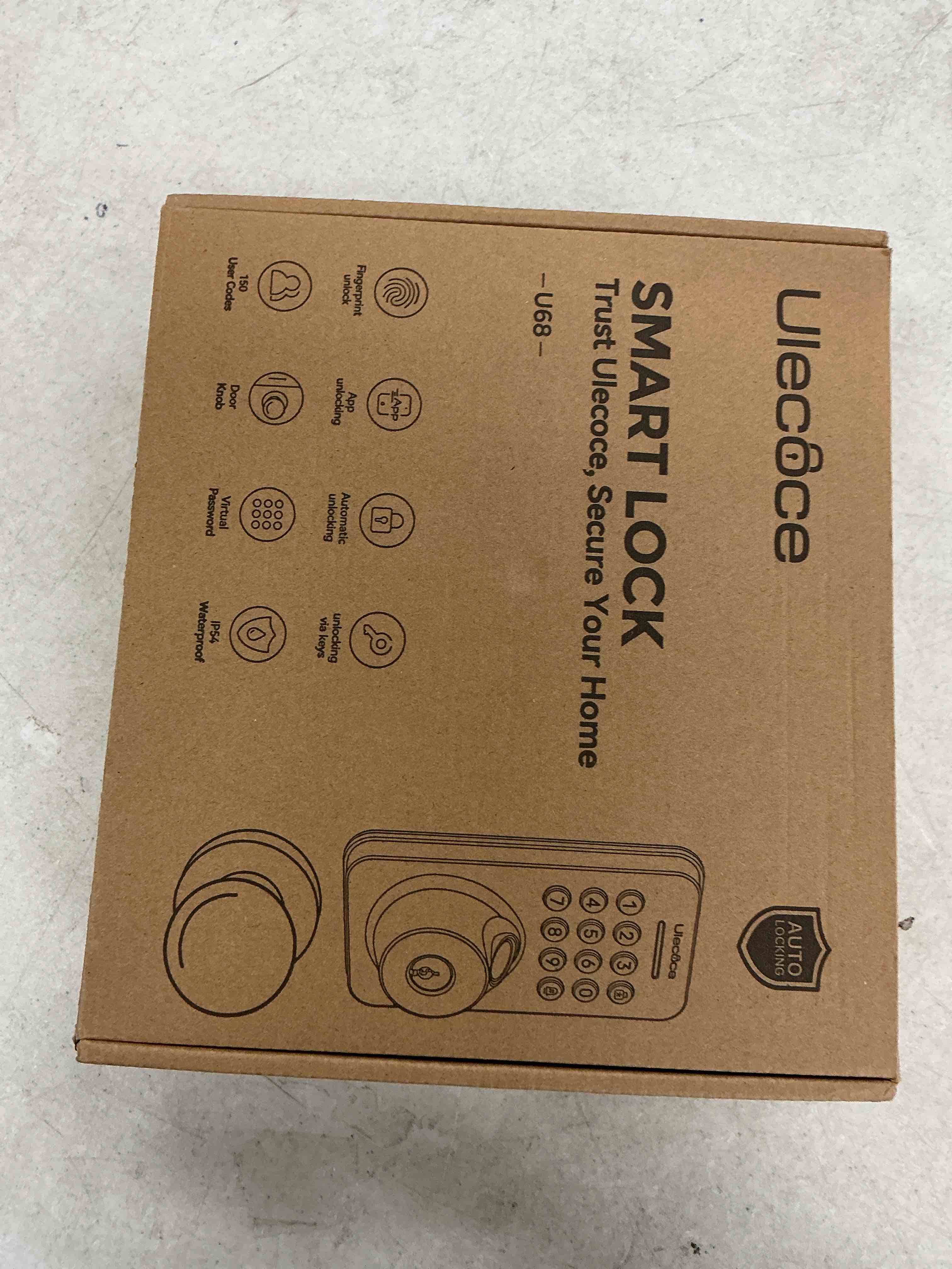 Condition photo showing Good Condition for ulecoce fingerprint door lock with knob set, keyless entry door lock with app control, door locks for front door, auto lock ? one-touch lock, 100+ user codes ? 5 keys, easy installation, matte black