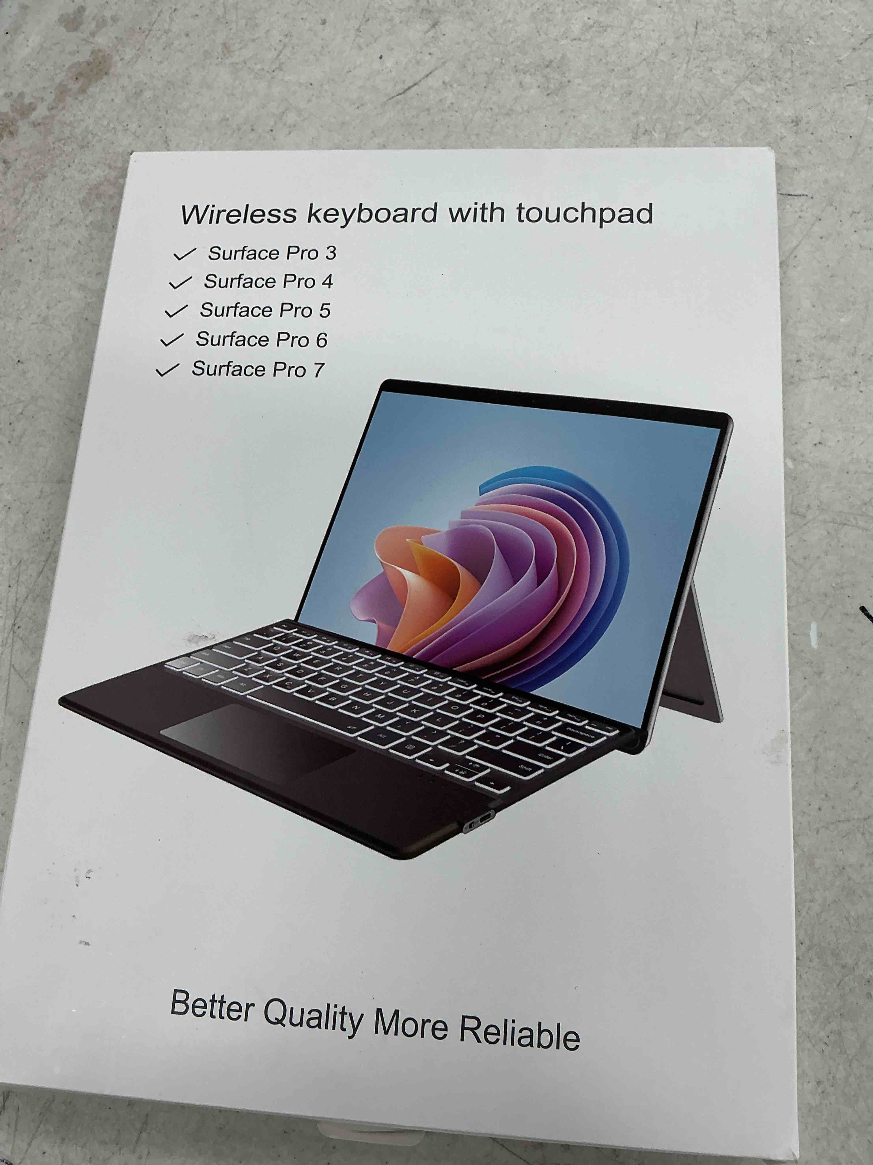 Condition photo showing Good Condition for surface pro keyboard for microsoft surface pro 7 plus 7/6/5/4/3 12.3 inch, wireless type cover with 7 color backlit, bluetooth ultra-slim portable magnetic keyboard with trackpad, rechargeable battery