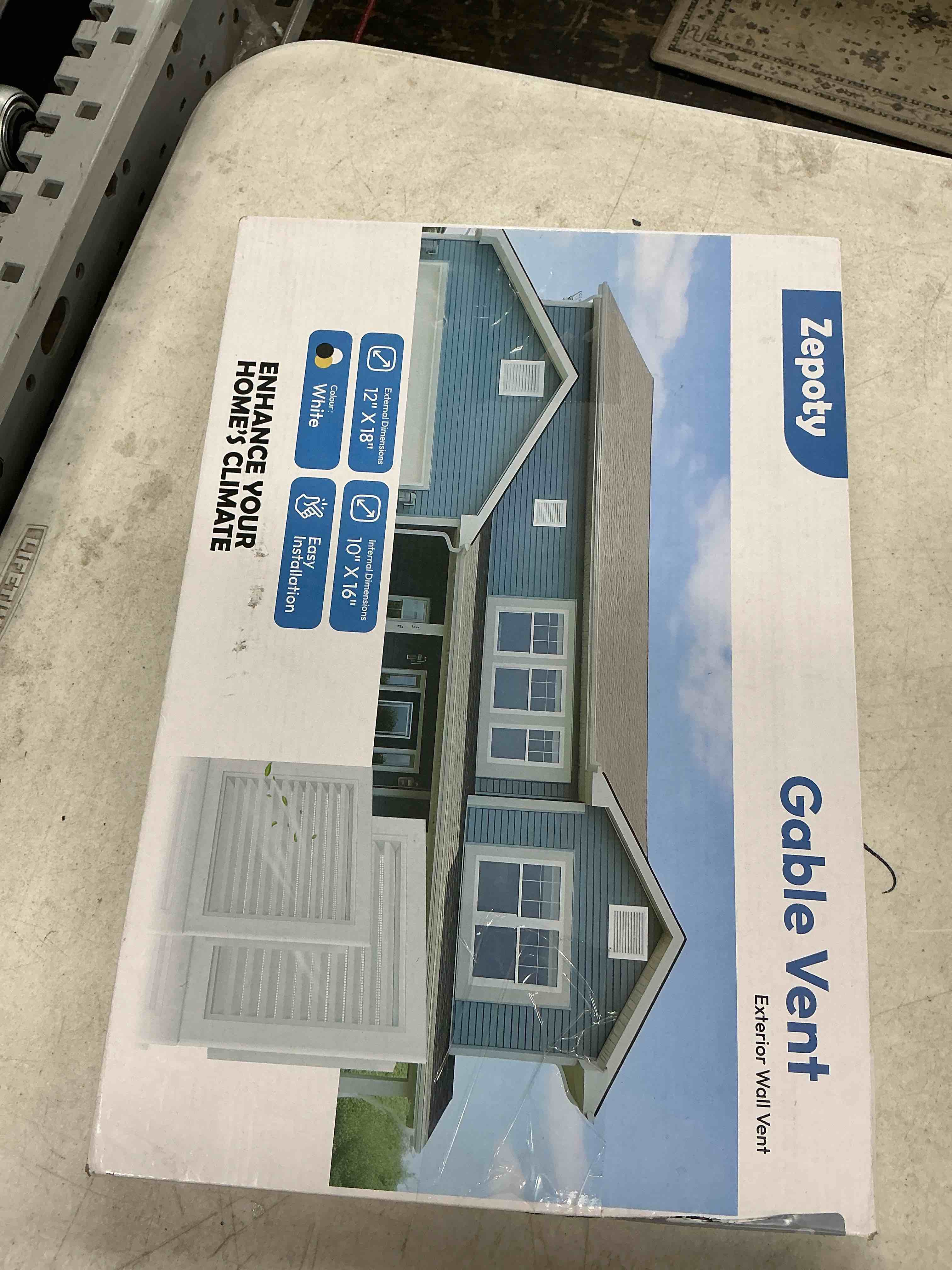Condition photo showing Good Condition for 12" x 18" aluminum alloy gable vent, never rust gable vents for shed, reducing indoor temperature - ideal for wall, attic, shed, door, and shipping container, vent opening: 10" x 16" 10" x 16" vent opening white