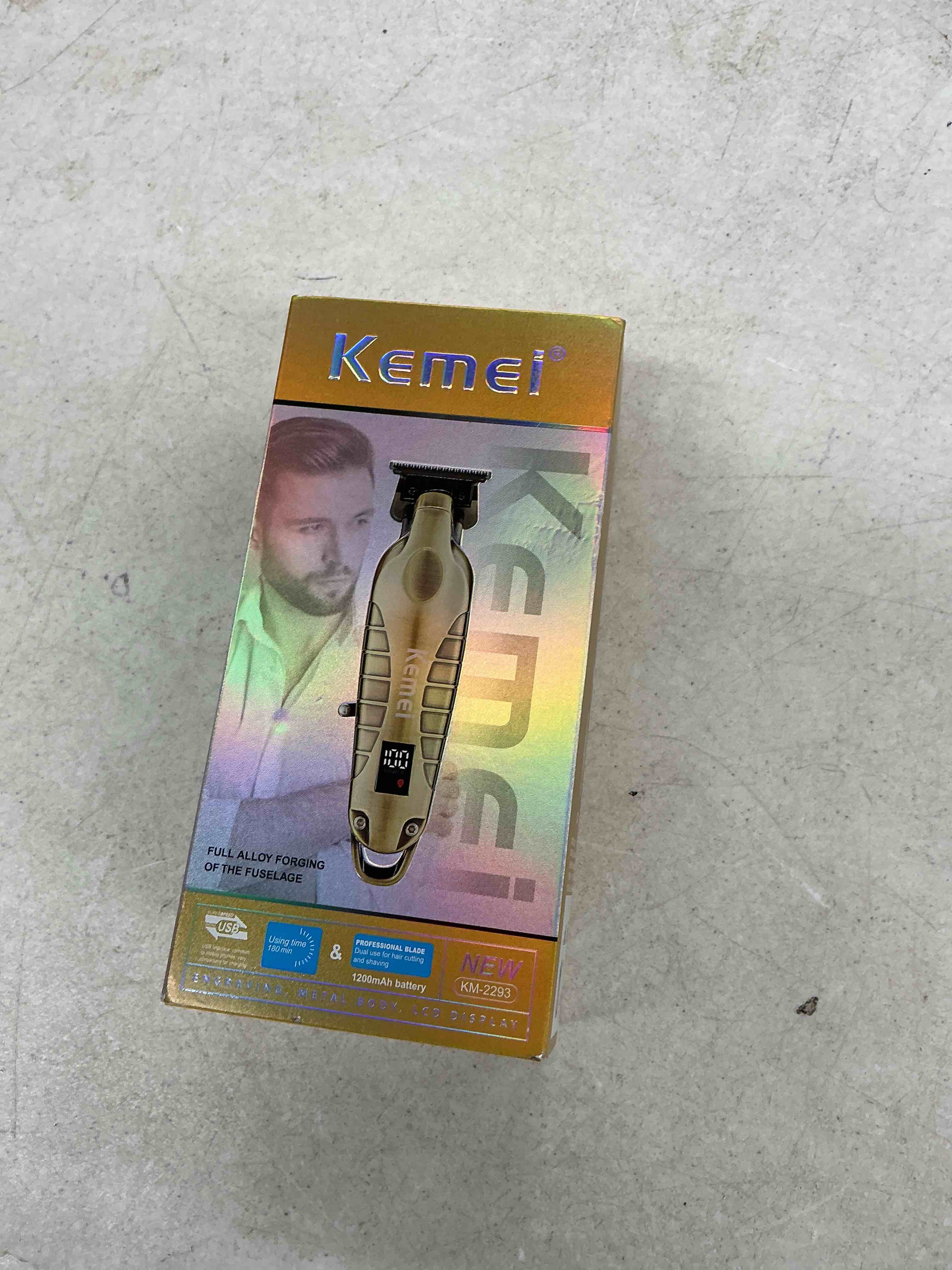 Condition photo showing Good Condition for kemei 2293 professional hair/beard trimmer for men zero gapped hair clippers for barber with t blade, cordless rechargeable, gold 2293gold