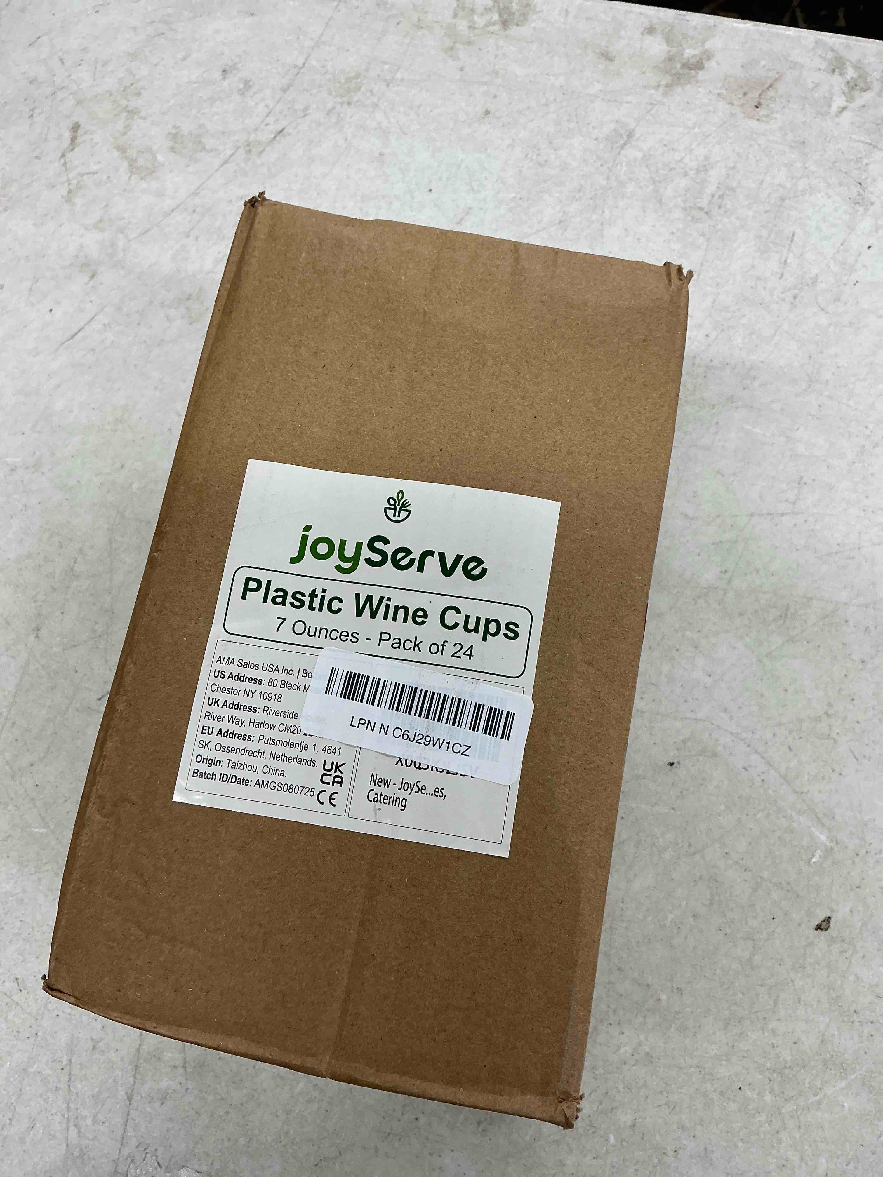 Condition photo showing Good Condition for joyserve 24 plastic wine glasses disposable - 7 oz clear bpa-free plastic glasses with stem, reusable party wine cups for outdoor parties, weddings, toasts, drinks, catering (bulk pack of 24) 24-pcs