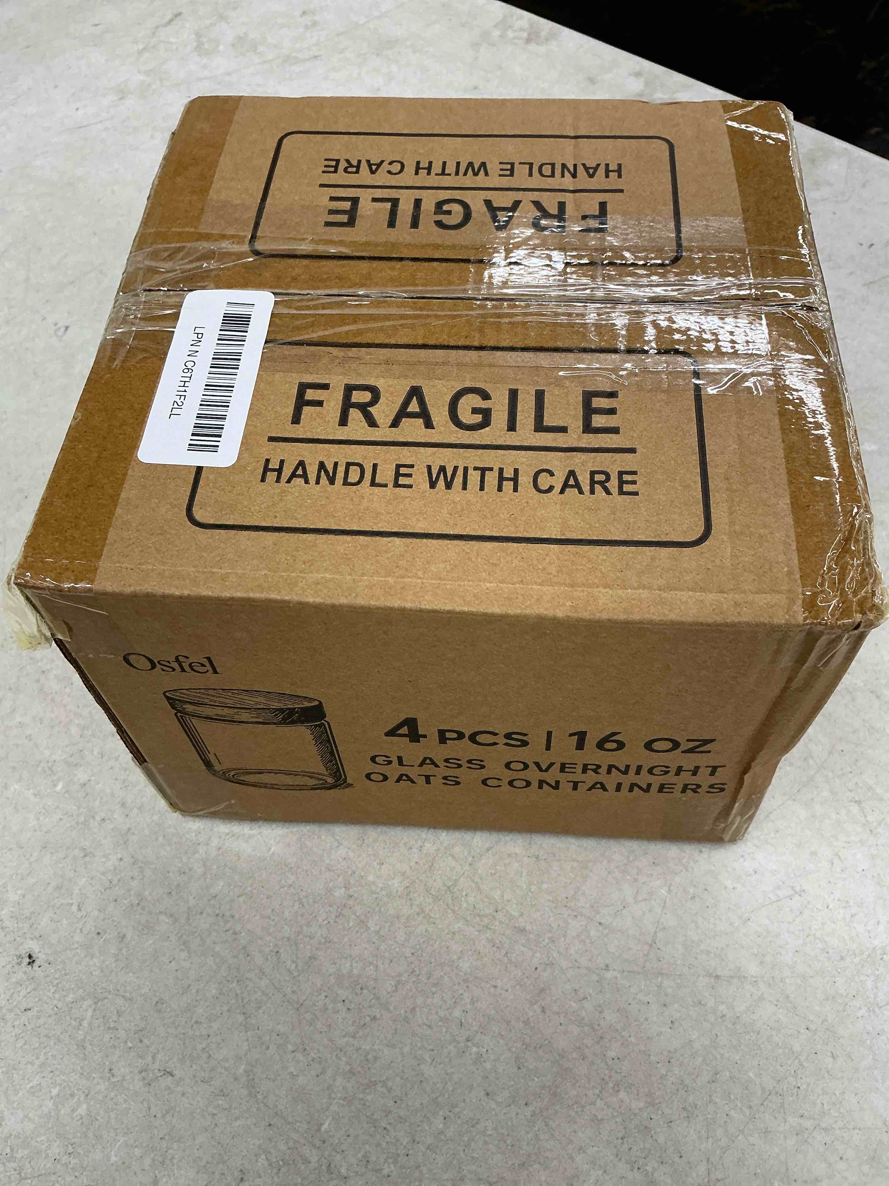 Condition photo showing Good Condition for 16oz 4 pack overnight oats containers with lids, glass mason jars with acacia wood airtight lids, wide mouth meal prep storage jars for yogurt, chia pudding, salad, parfait, snacks, spice acacia 16oz-4