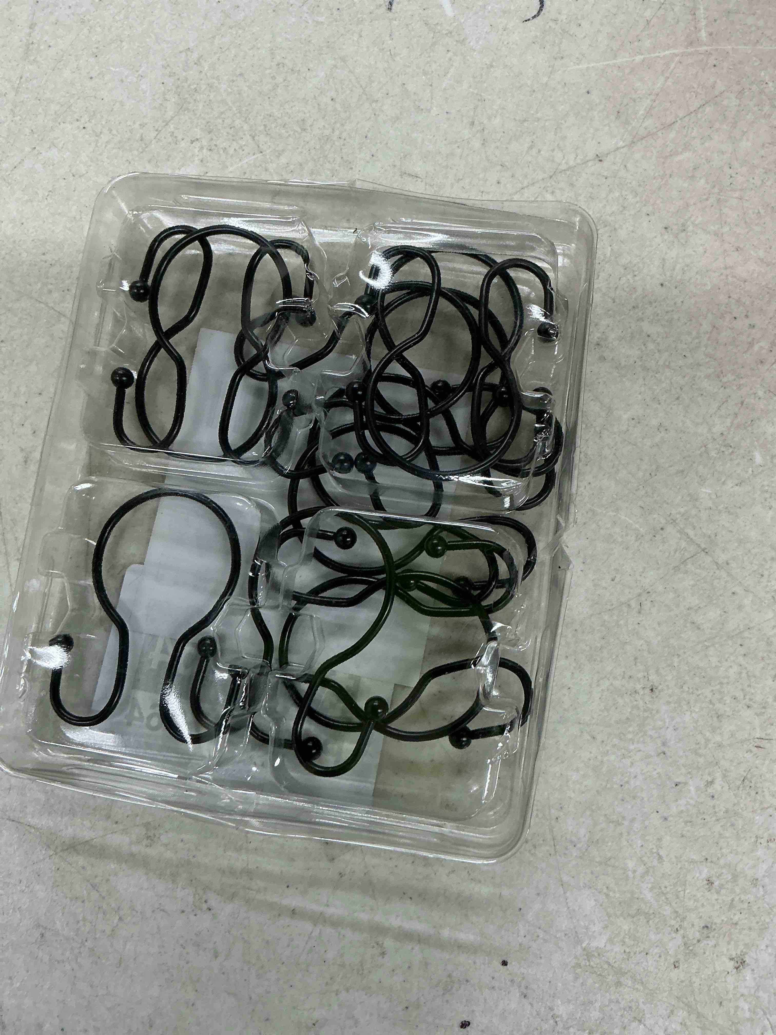 Condition photo showing Good Condition for amazerbath shower curtain hooks black shower curtain rings, simple double hook shower curtain hooks rust proof, smooth sturdy metal shower hooks for shower curtain rod, 12 pcs shower rod hooks black minimalist - double shower hooks