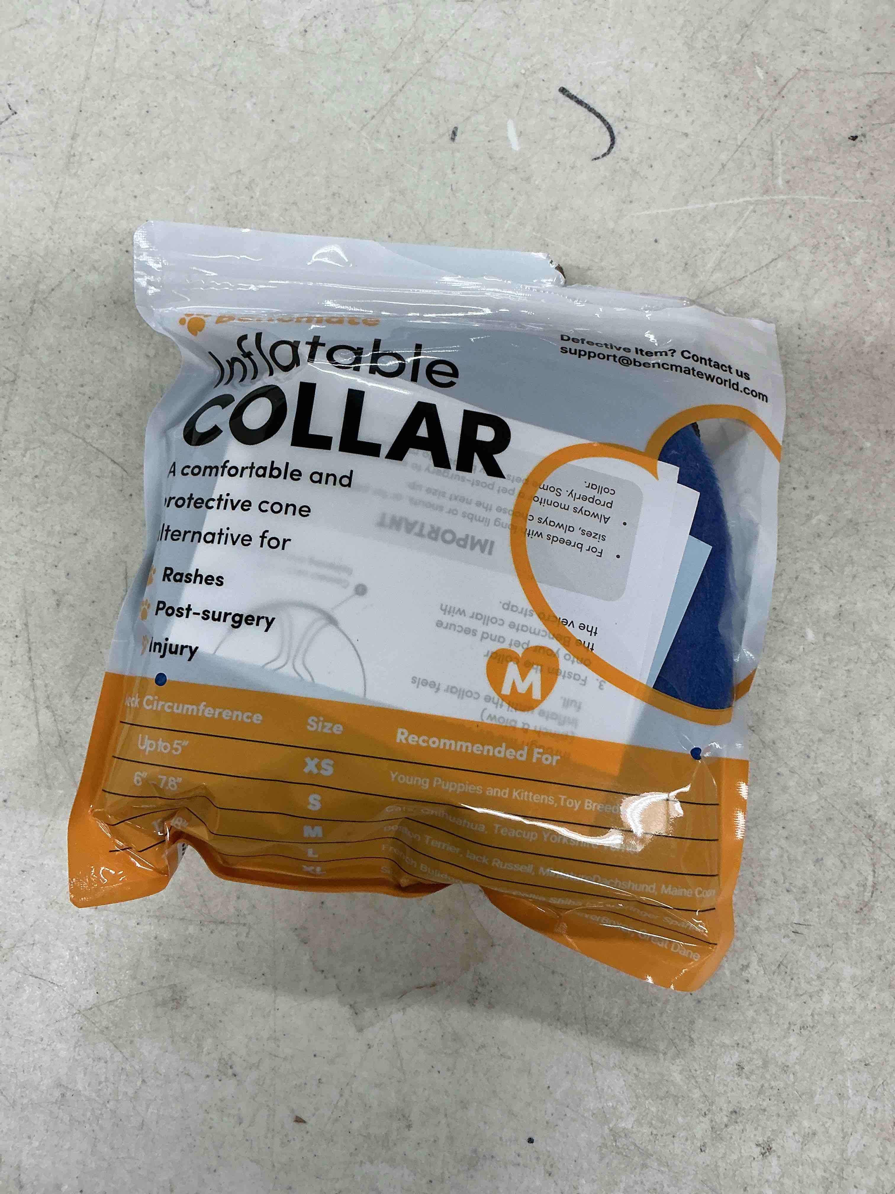 Condition photo showing Good Condition for bencmate inflatable dog cone collar alternative, soft dog cone for small medium large dogs and cats, neck recovery ecollar donut collar after surgery (medium, blue) blue medium [neck:7"-11"]