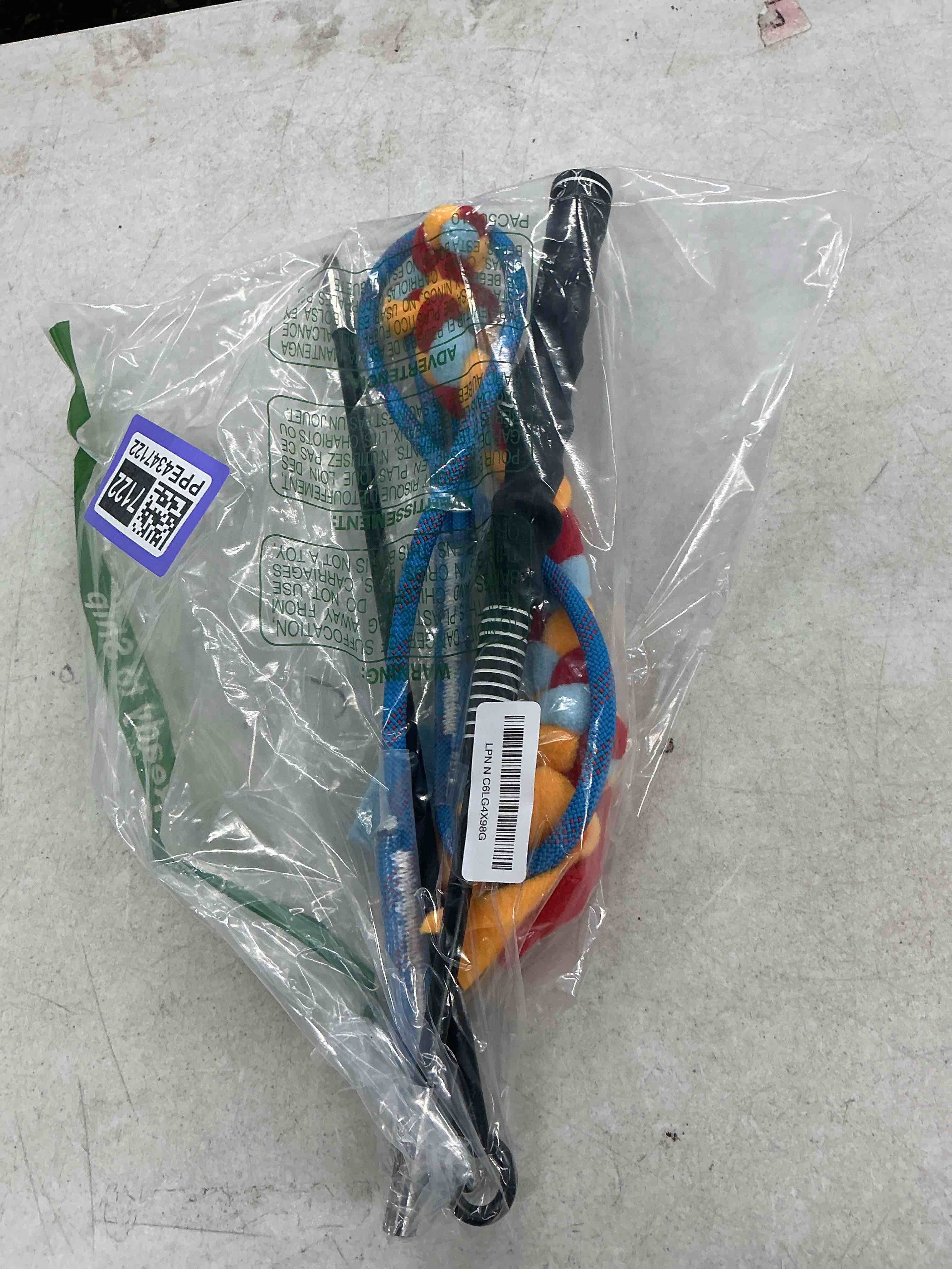 Condition photo showing Good Condition for interactive flirt pole toy for dogs chase and tug of war,durable teaser wand with pet fleece rope tether lure toy to outdoor exercise & training for small medium large dogs (blue/red, pole-35 inches)