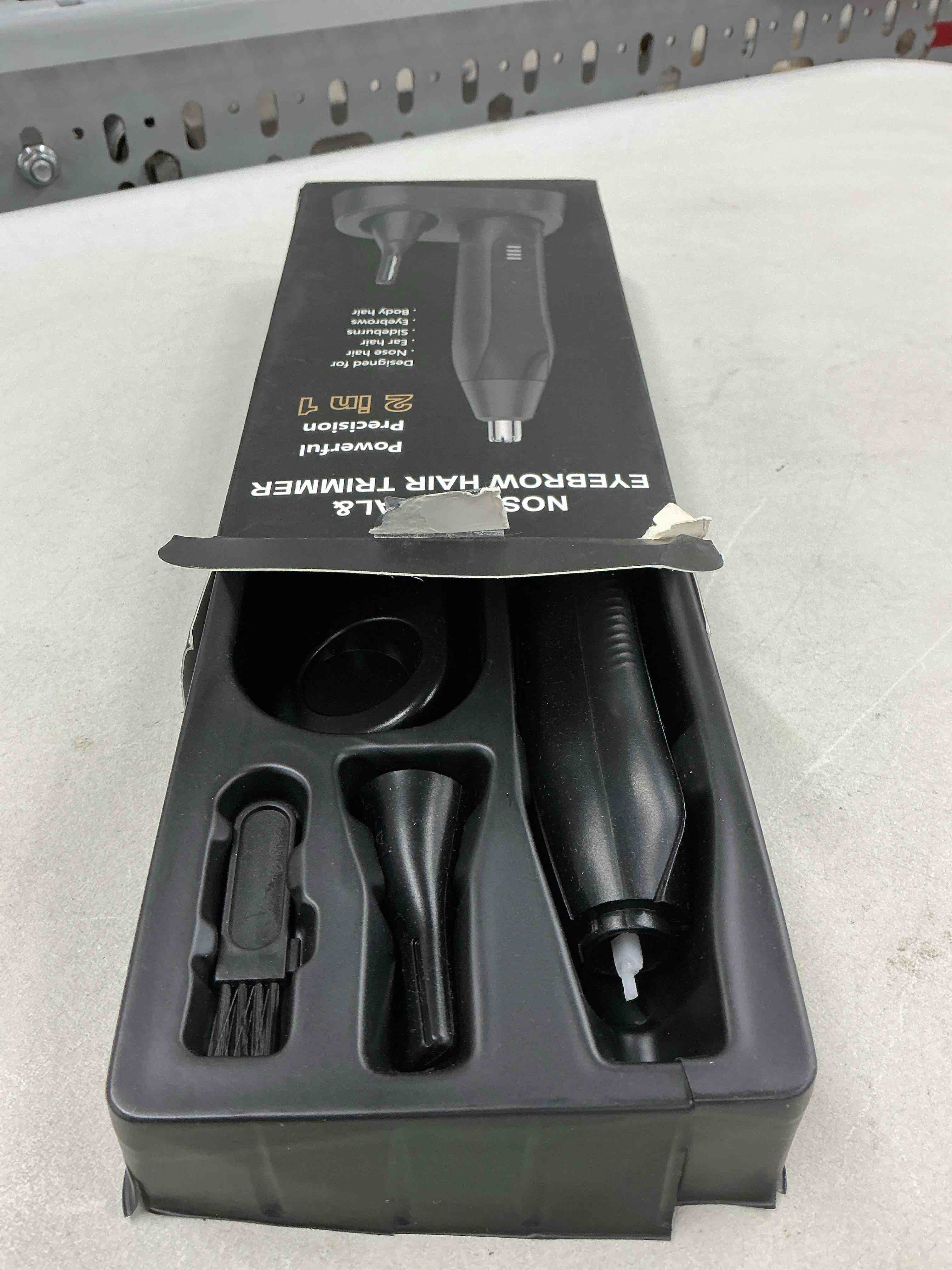 Condition photo showing Good Condition for nose hair trimmers for men,rechargeable eyebrow trimmer 2 in 1 painless multifunctional ear and nose hair trimmer with dual edge blades portable design (black)