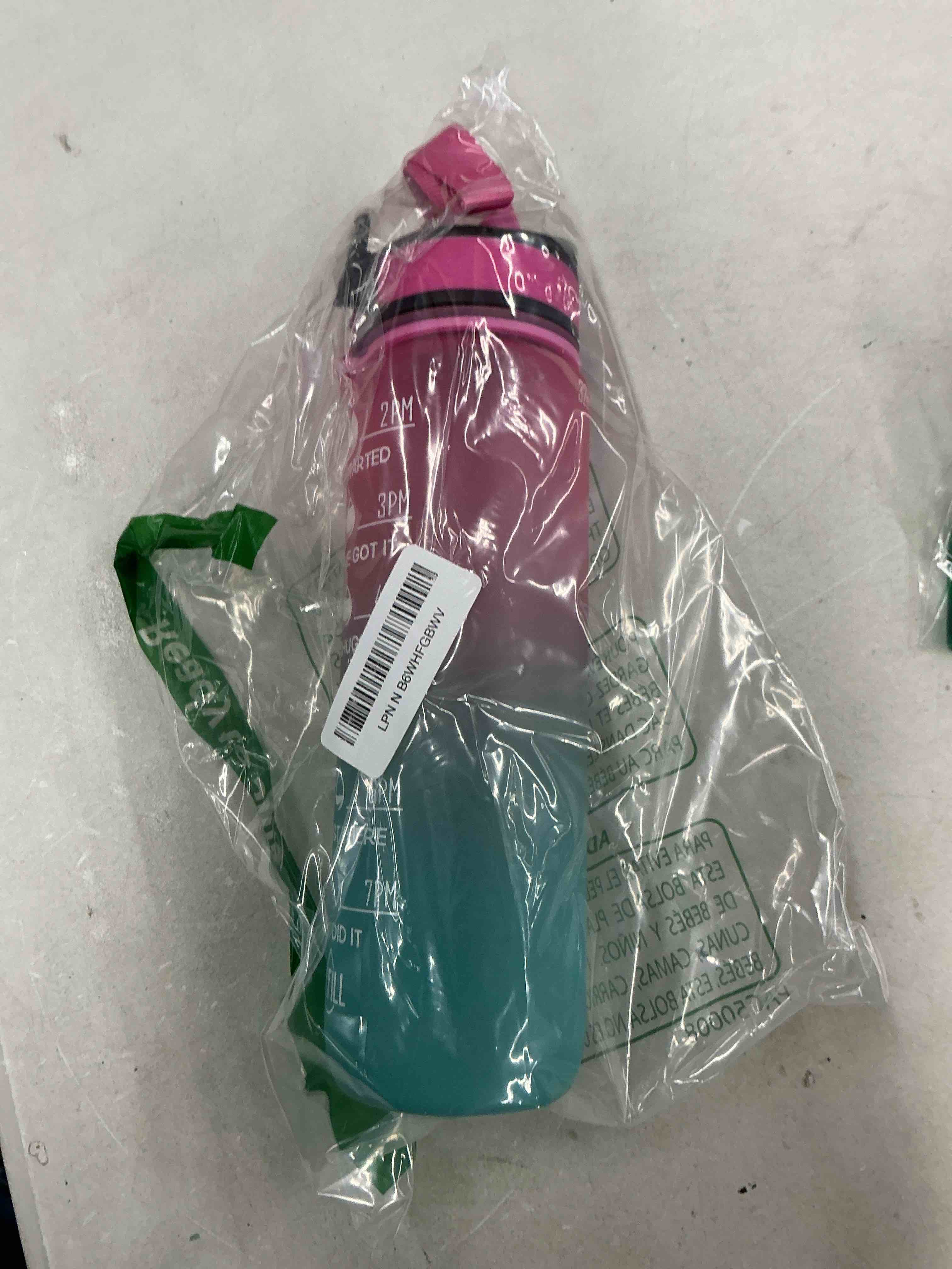 Condition photo showing Good Condition for hyeta 32 oz water bottles with times to drink and straw, motivational water bottle with time marker, leakproof, drinking sports water bottle for fitness, gym and outdoor pink-green