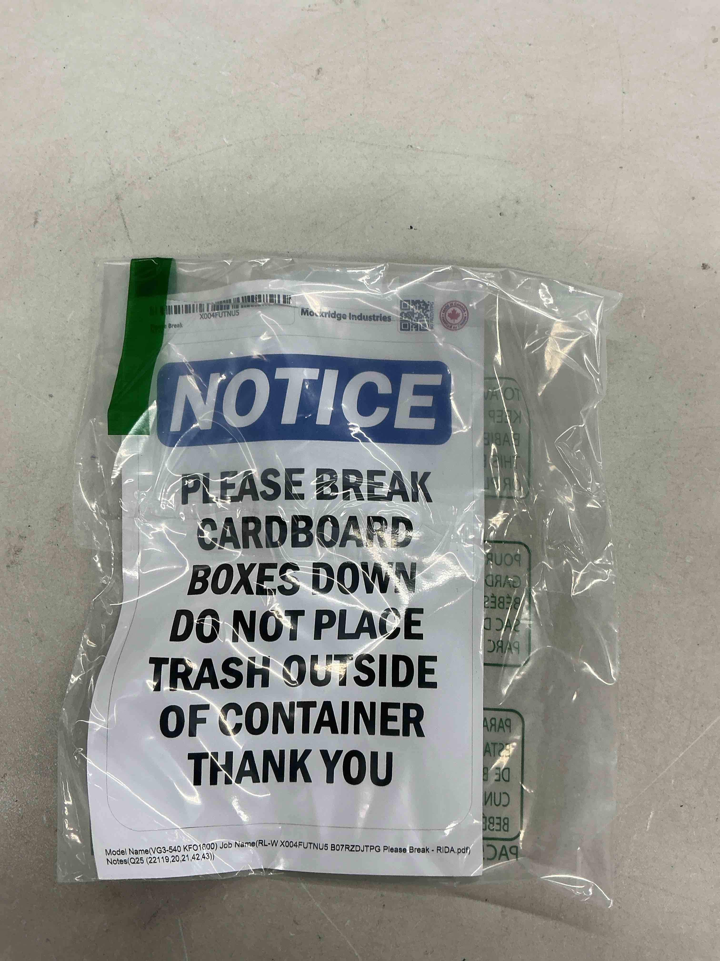 Condition photo showing Good Condition for notice - please break cardboard boxes down do not sign | label decal sticker retail store sign sticks to any surface 8"