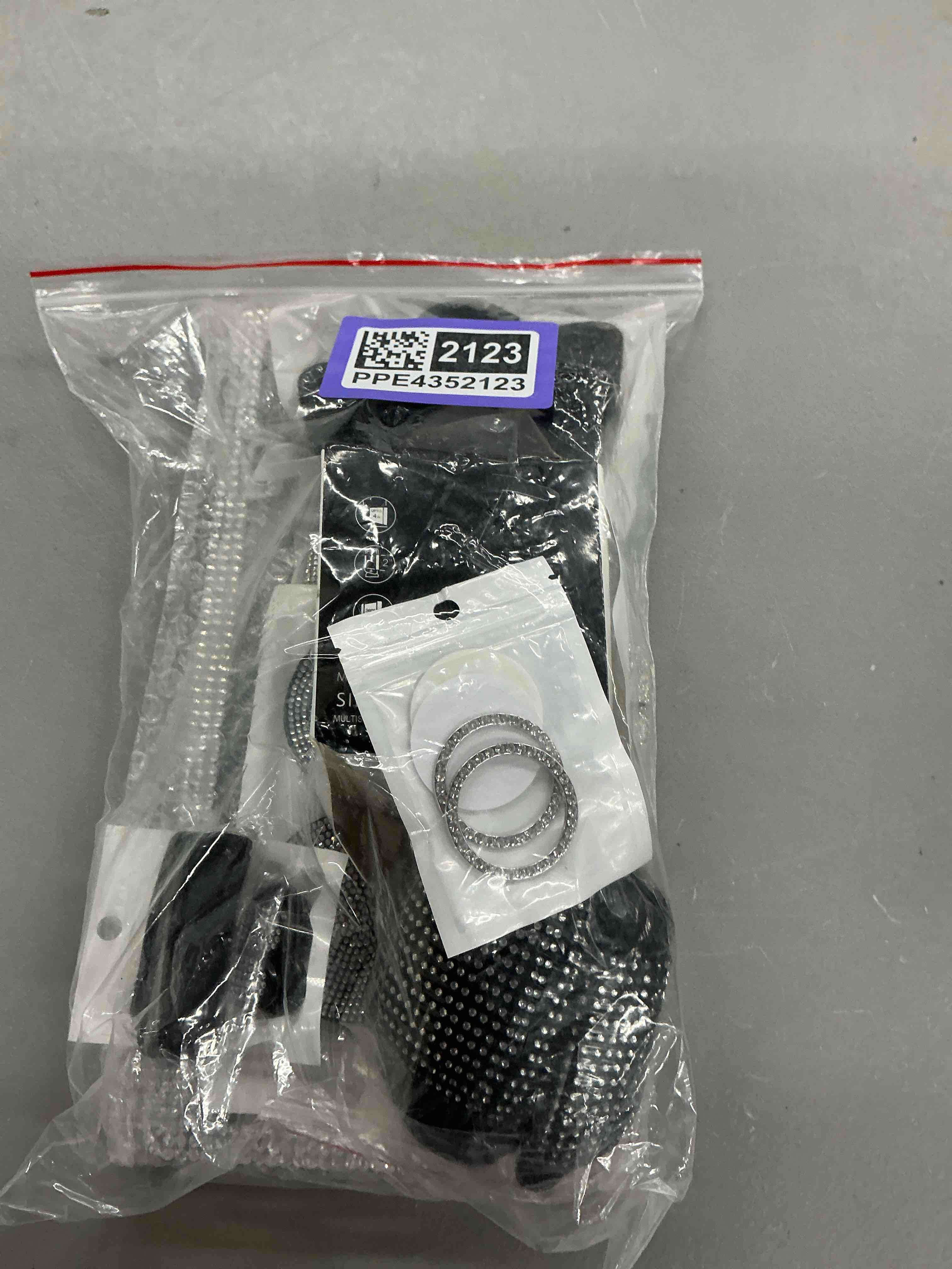 Condition photo showing Good Condition for 27pcs bling car accessories set for women, 15 inch reinestone crystal steering wheel covers license plate frame usb charger phone holder coasters, vehicle decorations, universal fit?white?