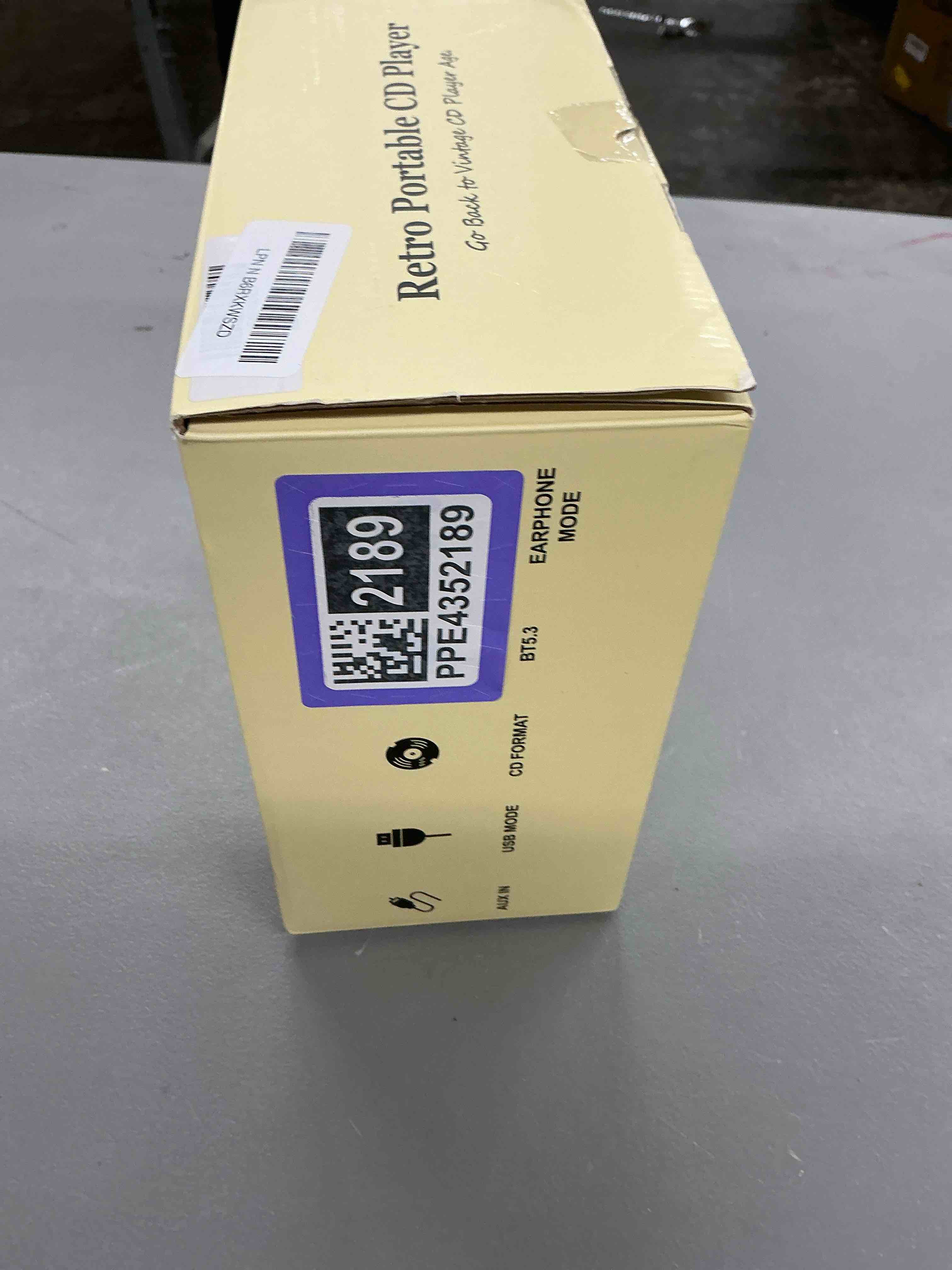 Condition photo showing New/Like New for cd player with built-in speakers bluetooth retro portable cd players for home music player with remote control headphone jack walnut brown