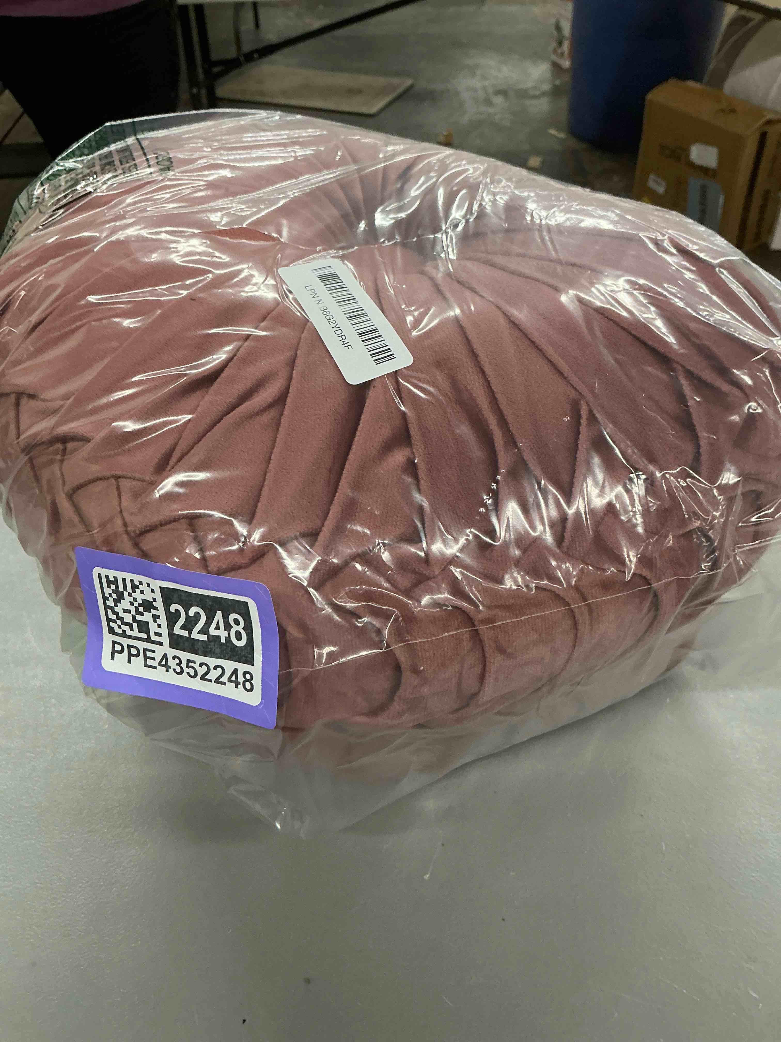 Condition photo showing Good Condition for hig set of 2 decorative round pleated throw pillows,classy accent pumpkin throw pillows with center button,vintage velvet floor pillows for sofa vanity chair bed,dusty rose,14.5" diameter(ripple) dusty rose 2 count (14.5 inch diameter)