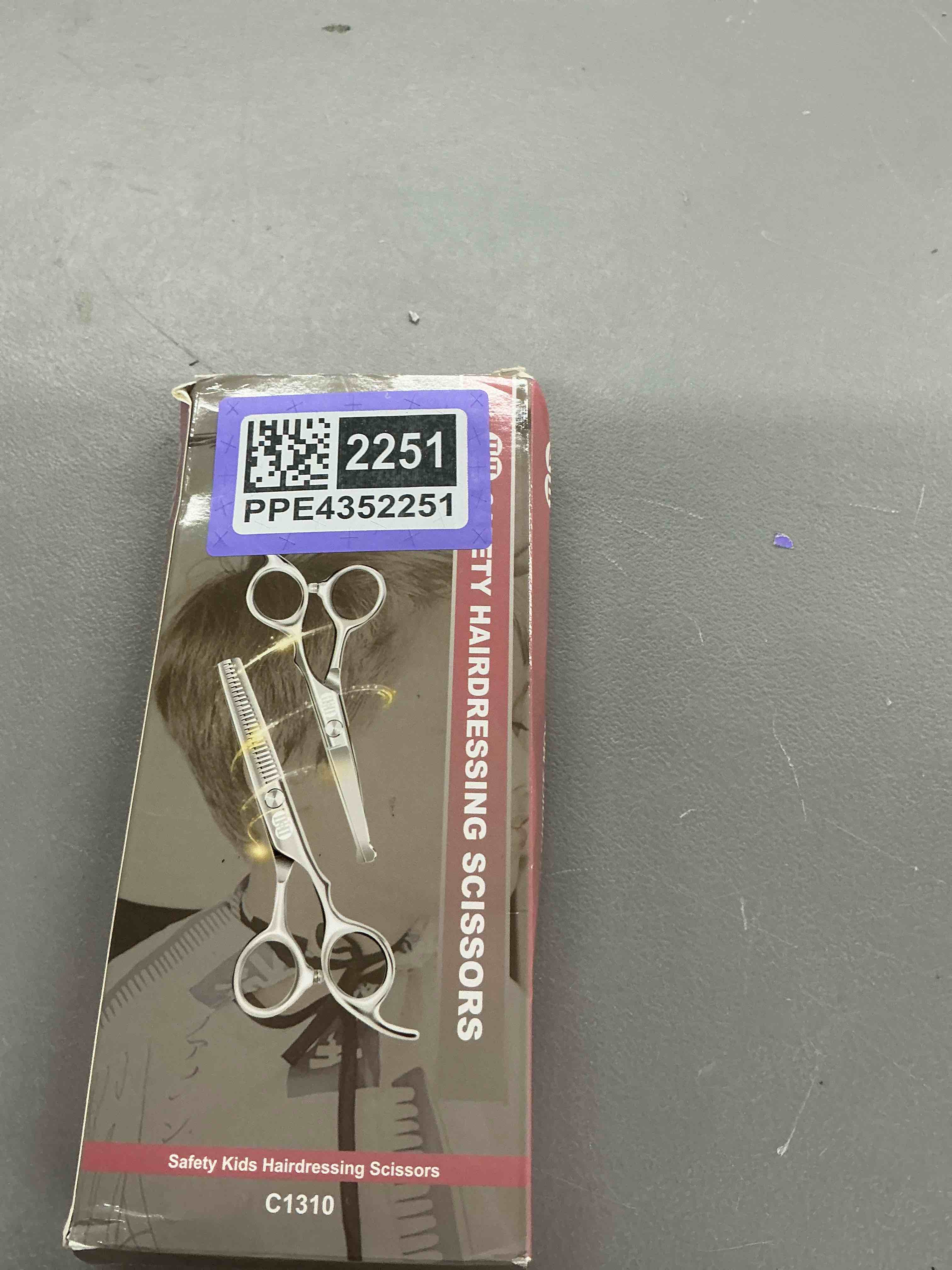 Condition photo showing Good Condition for ciicii kids hair cutting scissors shears kit, safety round tip barber haircut scissors set (hair trimming hairdressing haircutting thinning shears) for baby toddler children, hairdresser home salon kids hair scissors kit