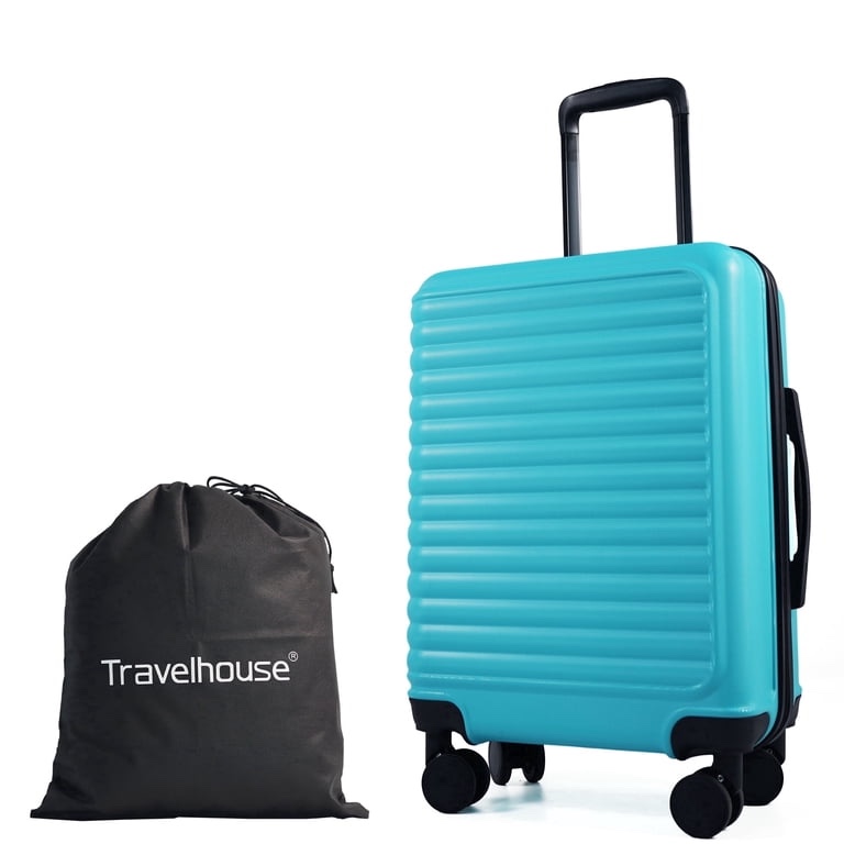 Travelhouse 20" Underseat Hard-Sided Carry-On Luggage, Spinner Wheels, ABS,Light Blue