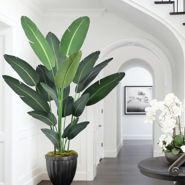 7ft Artificial Bird of Paradise Trees (84in) Tall Large Faux Tree with 19 Realistic Trunks, Fake Tropical Floor Potted Artificial Silk Plant for Home Office Indoor Outdoor Decor