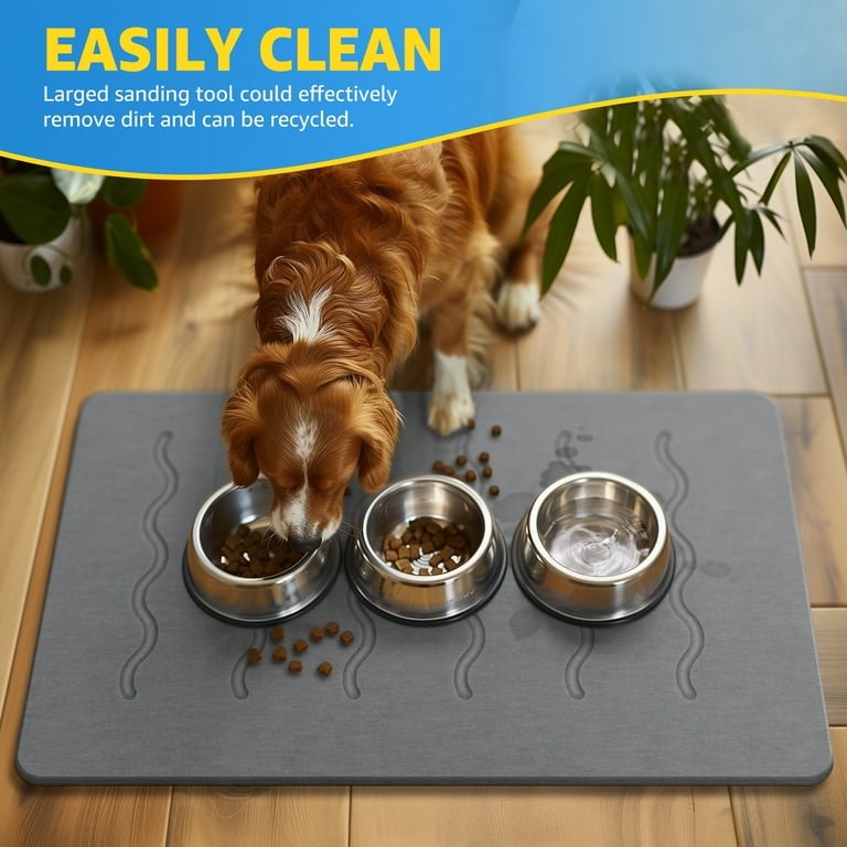 OTHWAY Large Stone Bath Mat, 32"x 20" Diatomaceous Earth Bath Mat for Bathroom, Quick Drying Long Bath Mat Stone Absorbing, Non-Slip Diatomite Hard Stone Shower Mat Instant Dry (Dark Grey)