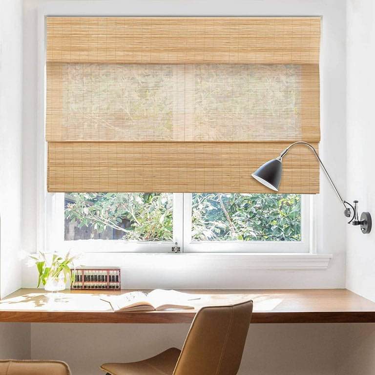 LazBlinds Cordless Bamboo Roman Shades  Light Filtering Window Treatment  Roll Up Bamboo Blinds for Windows  30   W x 60   H