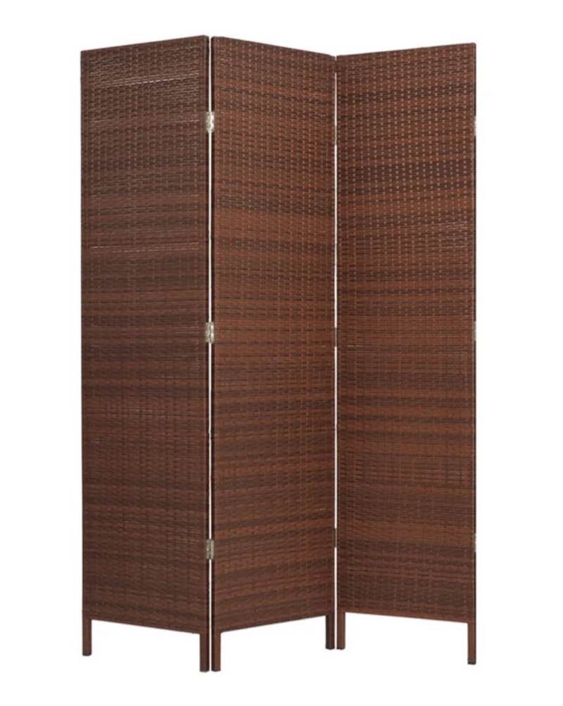 3 Panels Patio Outdoor Privacy Screen Room Divider Brown Resin Wicker Weather Resistant