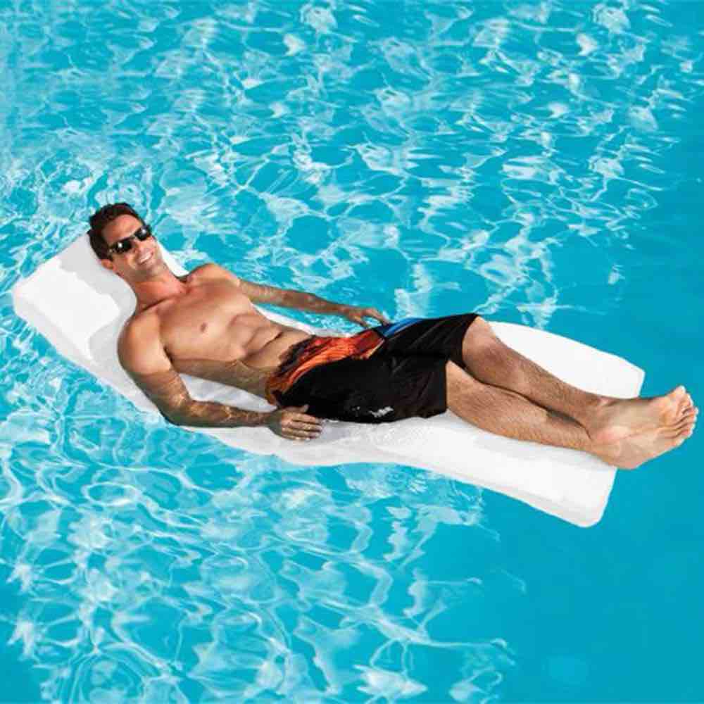SwimWays Terra Sol Sonoma 2-in-1 Pool Float and Patio Chaise Lounge Chair  White