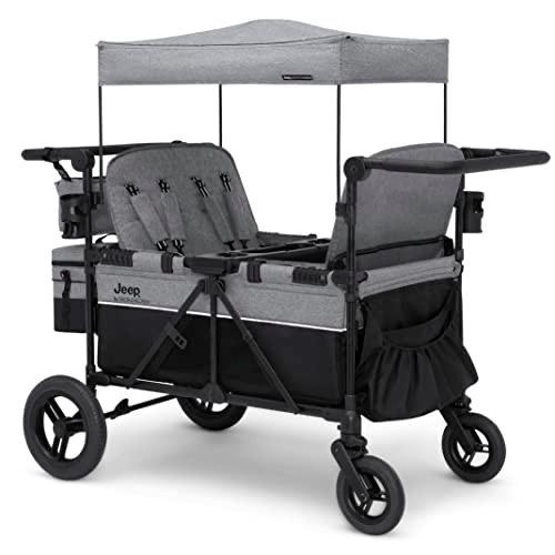 Jeep Wrangler Deluxe 4 Seater Stroller Wagon by Delta Children - Gray