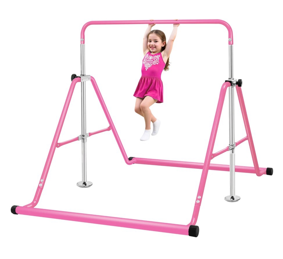 Primy 150lbs Gymnastics Bar for Kids, Height Adjustable Horizontal Bar, Folding Gymnastics Junior Training Bar for Home Gymnastics Equipment, 4-10 Years Old Kids