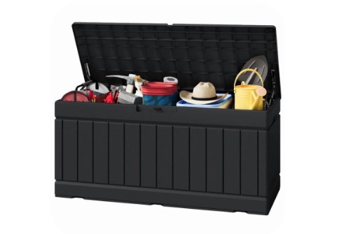 Homall 82 Gallon Outdoor Storage in Resin Deck Box 45.66in Width Lockable Deck Box  Black