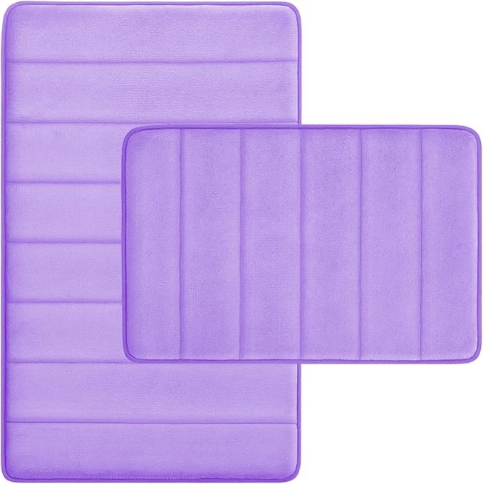 RUN HELIX Bathroom Rugs Set 2 Piece Memory Foam Bath Non-Slip Bath Mat,Washable Room Mats,Absorbent 