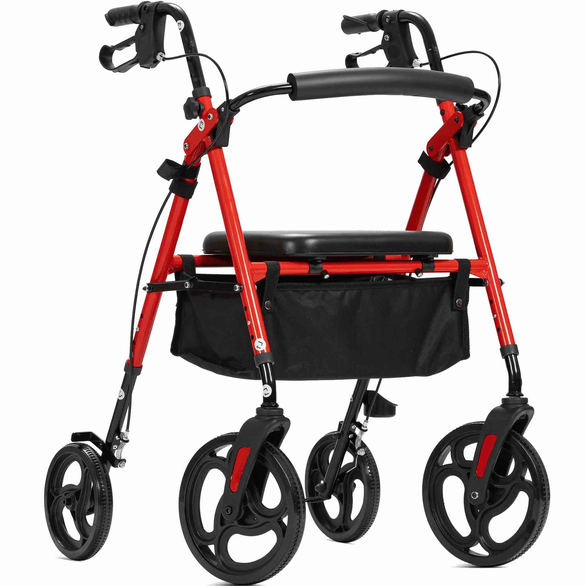 Elenker Mobility Rollator Walker with 10" Wheels, Adjustable Seat and Arms, Red