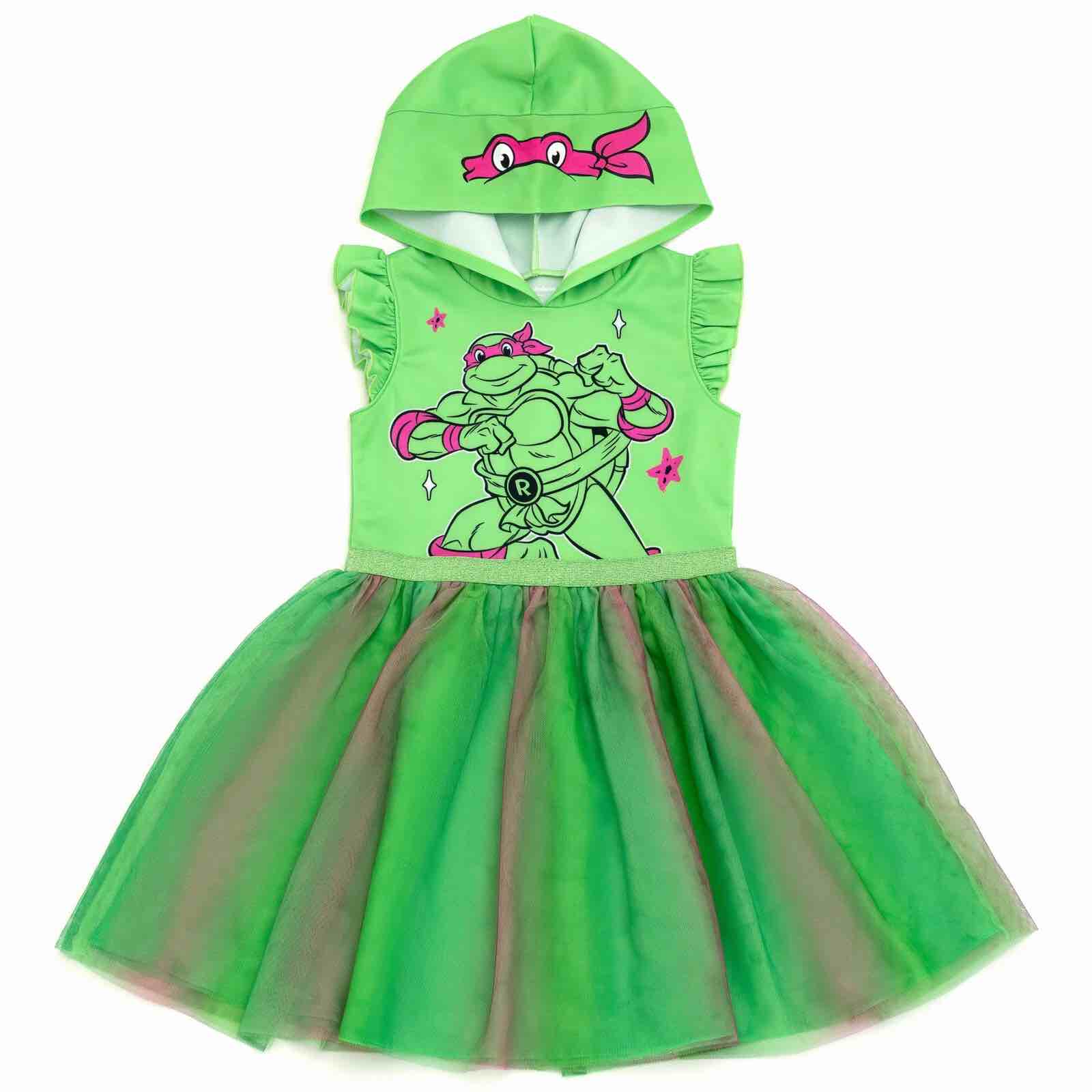 Teenage Mutant Ninja Turtles Raphael Scuba Cosplay Hooded Tulle Tutu Dress Toddler to Big Kid