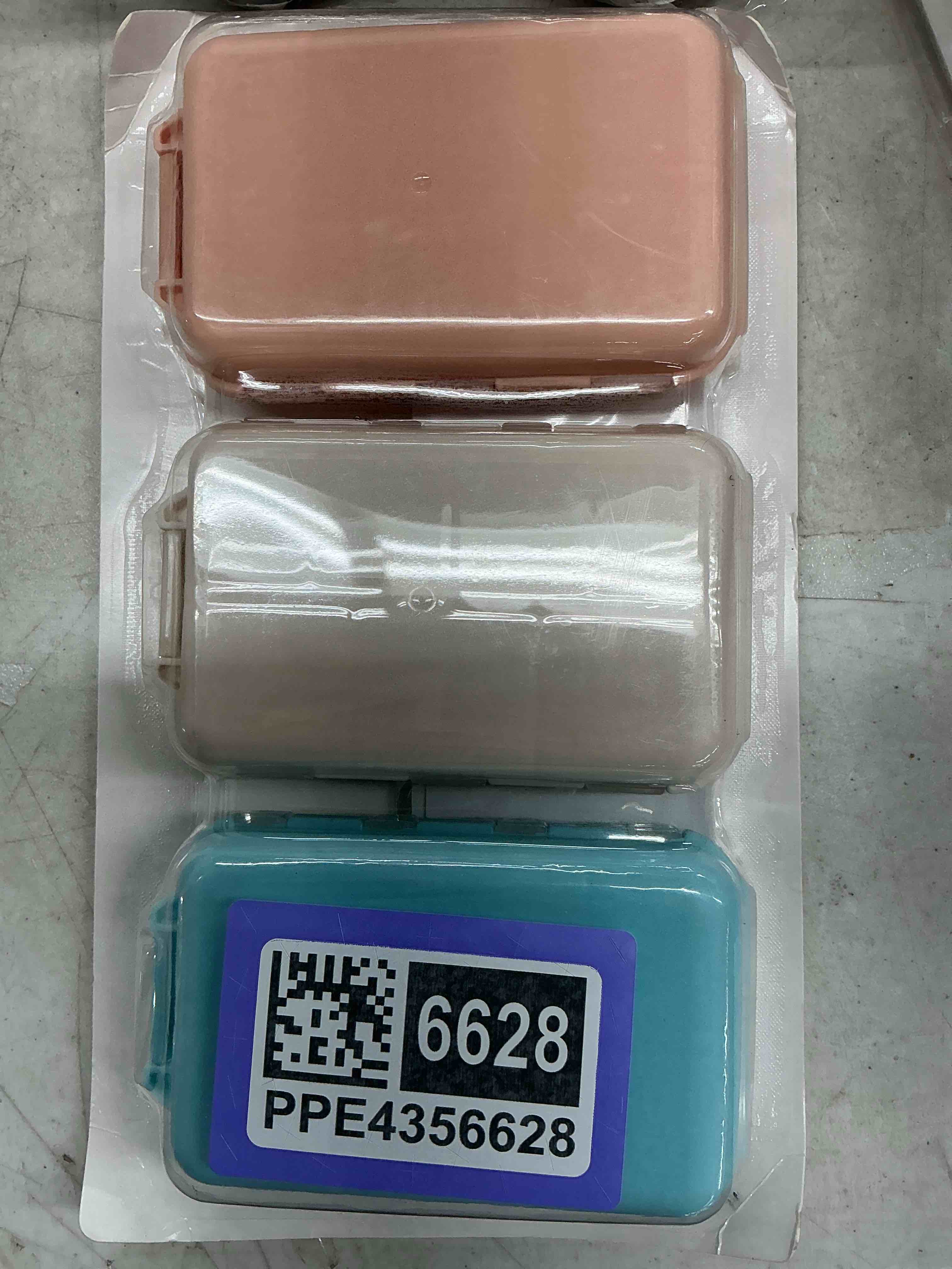 Condition photo showing New/Like New for 3 pack 14 grids travel pill organizer box with 415-pcs medicine name labels - pocket daily pharmacy case container kit - travel medication holder dispenser for fish oil vitamin, khaki+pink+sky blue khaki+pink+blue with bulk med labels