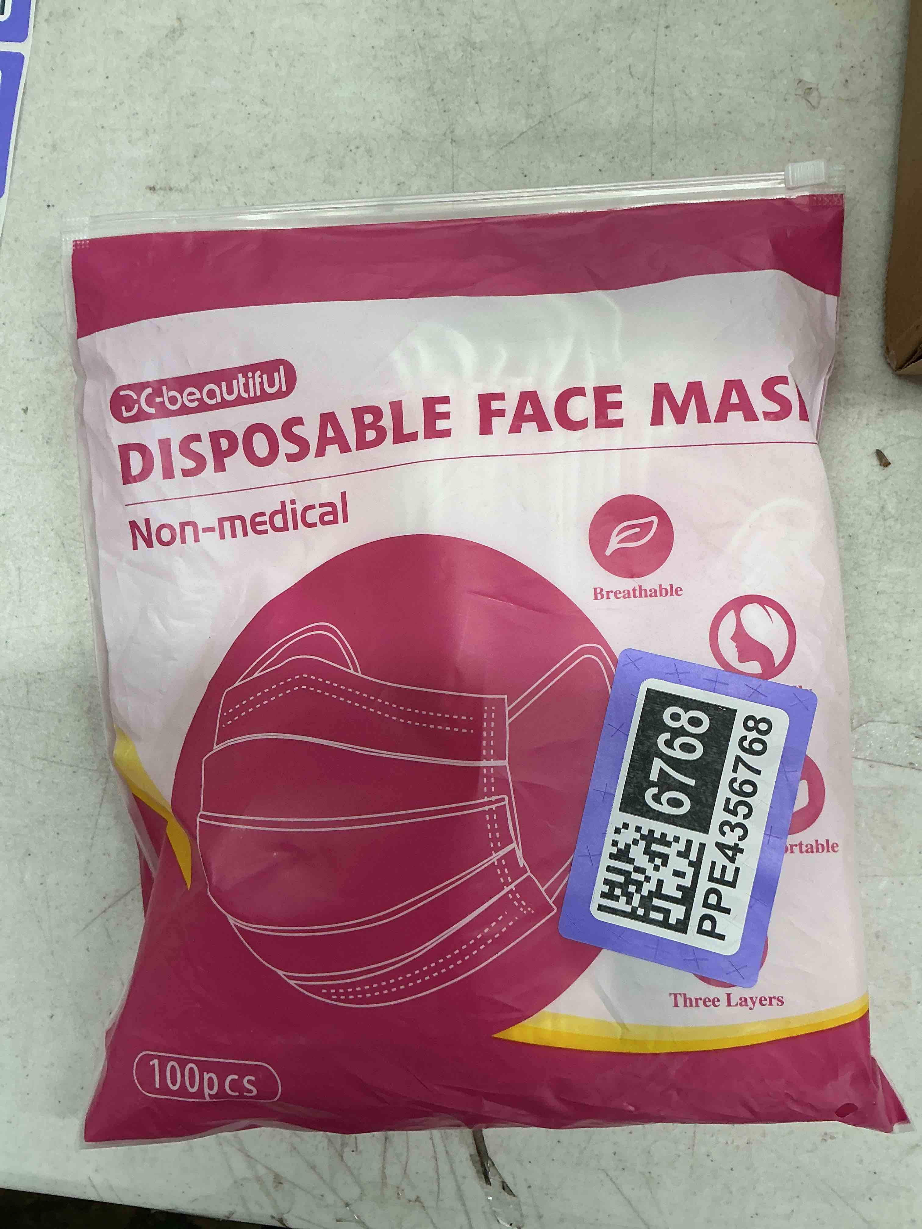 Condition photo showing Good Condition for dc-beautiful 100 pcs pink disposable 3 ply earloop face masks,fit for adults