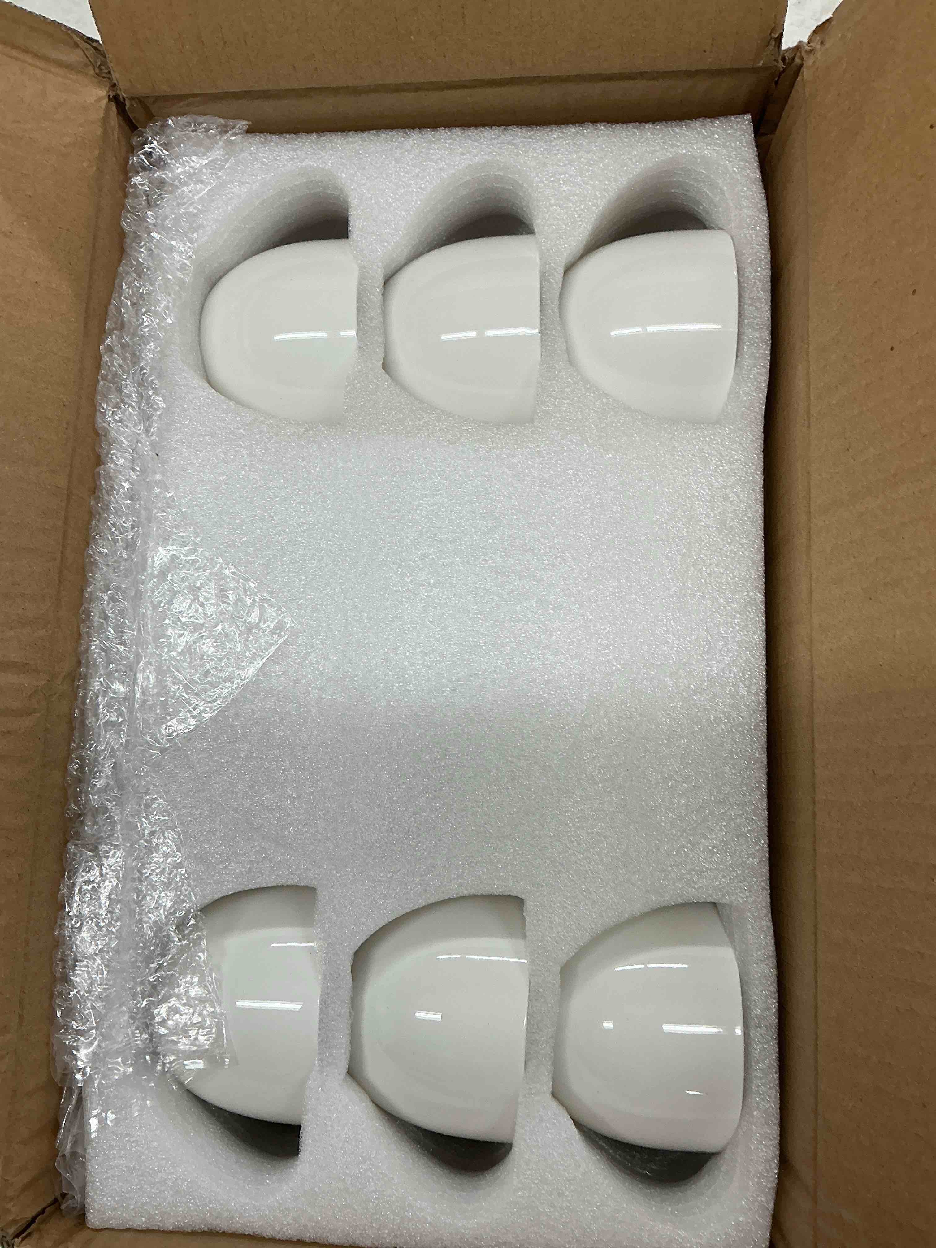 Condition photo showing New/Like New for foraineam espresso cups with saucers and spoons, 6 oz white tea cup set, porcelain coffee cup and saucer set with stainless steel spoon for specialty coffee drinks, latte, cafe mocha and tea, set of 6