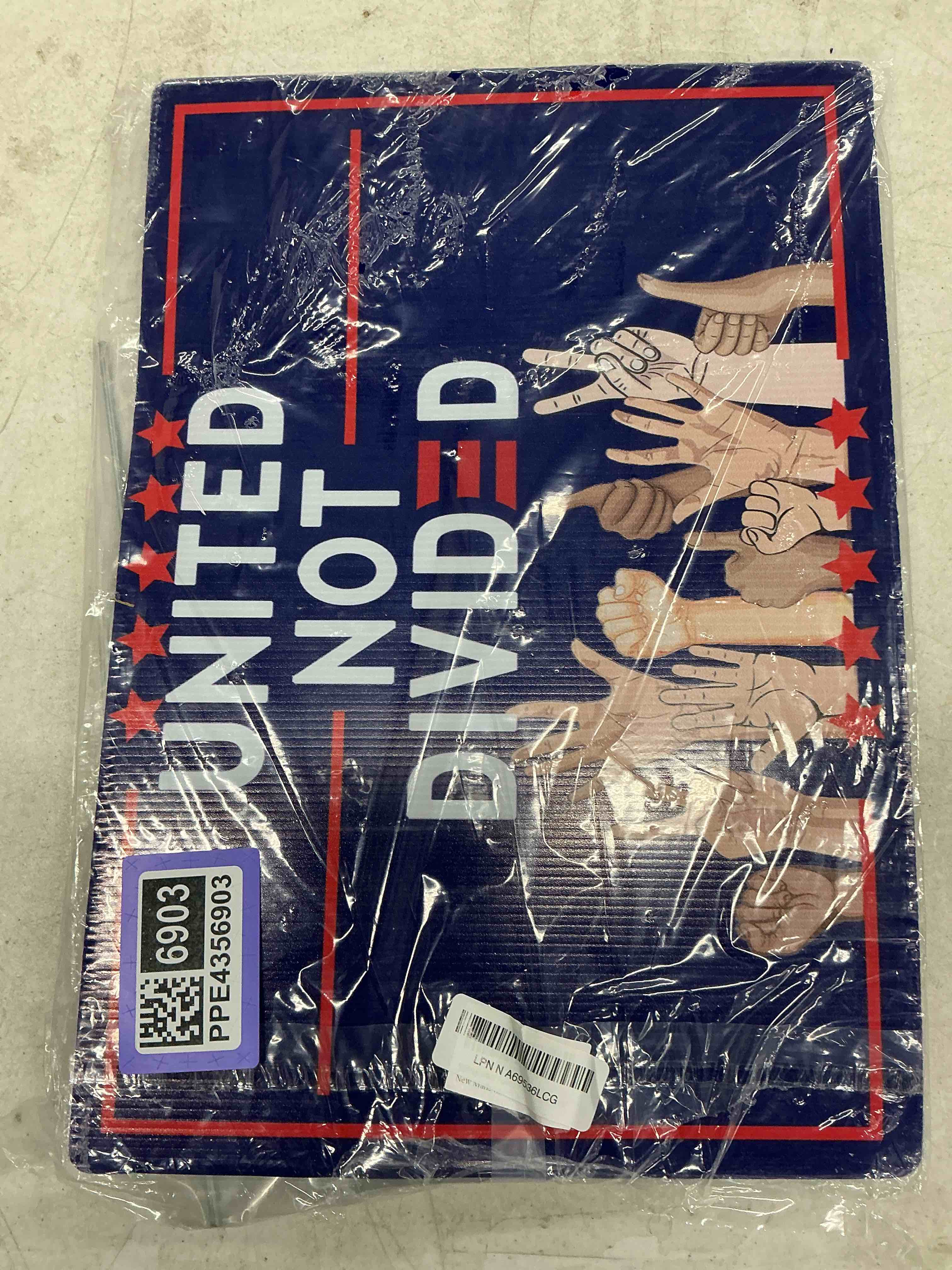 Condition photo showing Good Condition for yard sign with h-frame stakes united not divided uv and weather resistant corrugated plastic sign 2-sided print for patio garden outdoor indoor decor 18"x12"