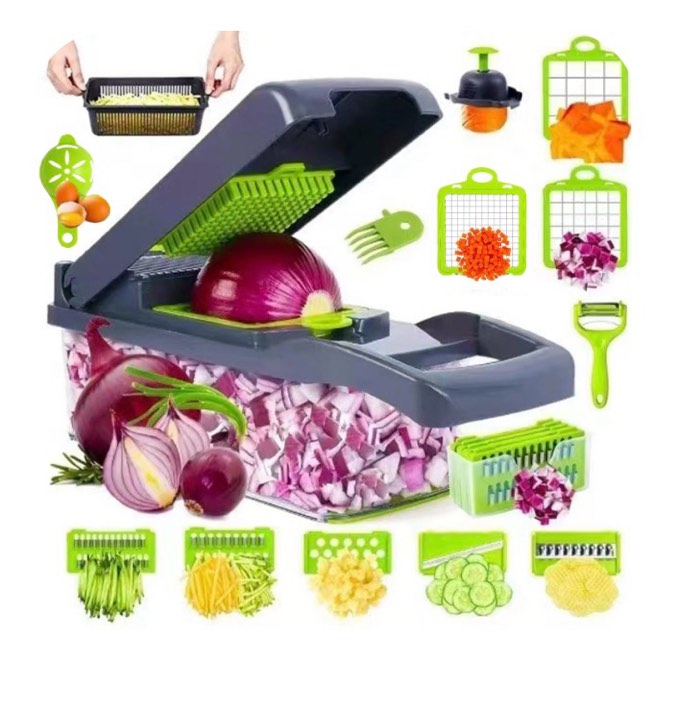 PHANCIR Vegetable Chopper, 17 in 1 Multi-Function Food Chopper, Professional Kitchen Gadget with Container