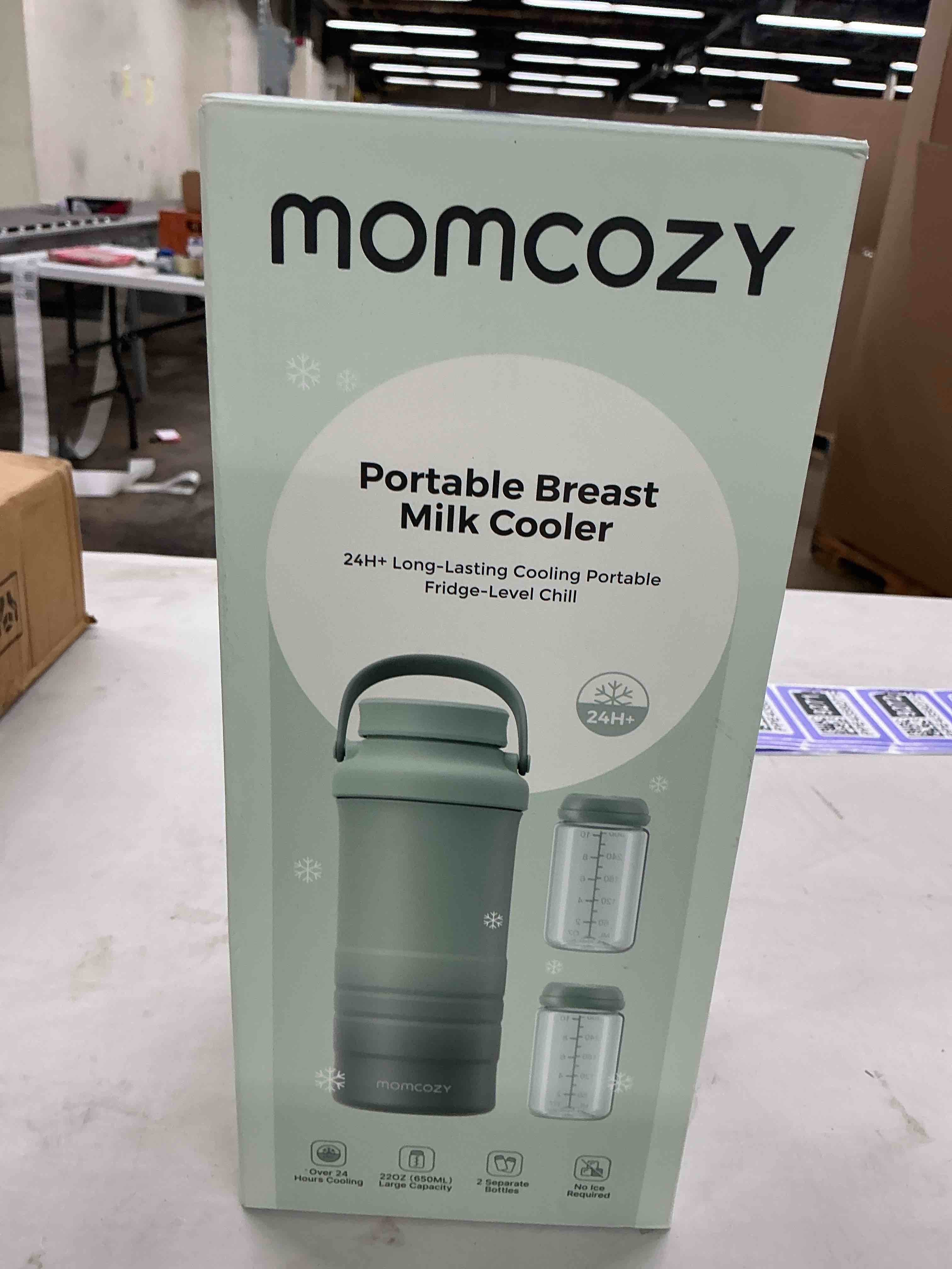 Condition photo showing New/Like New for momcozy 22oz portable breast milk cooler for outdoor, life saver with 360° total cooling for 24 hours, larger capacity travel breastmilk chiller with 2pcs baby bottles for breastmilk storage, green green 22oz
