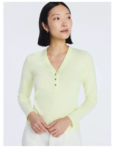 Free Assembly Women's V-Neck Henley with Long Sleeves, Sizes XXL
