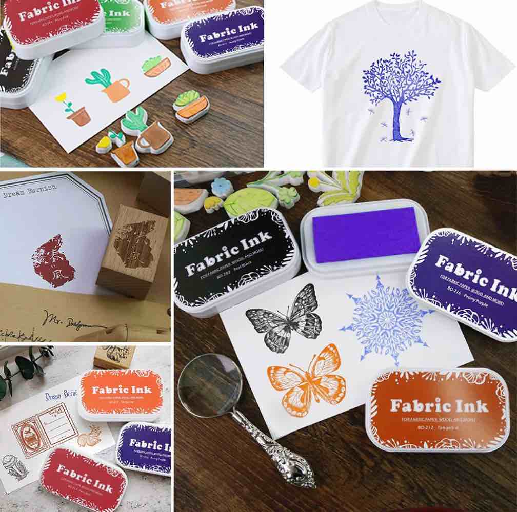2PC Fabric Ink Pads for Rubber Stamps, Washable Craft Ink Pads for Card Making Scrapbooking, Permanent Ink Pads for Wood, Paper, 3.7 x 2.1 Inch