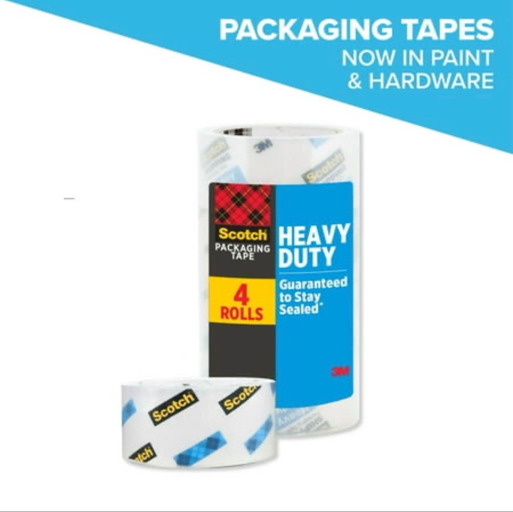 Scotch Heavy Duty Shipping Packing Tape  Clear  1.88 in. x 54.6 yd.  4 Tape Rolls