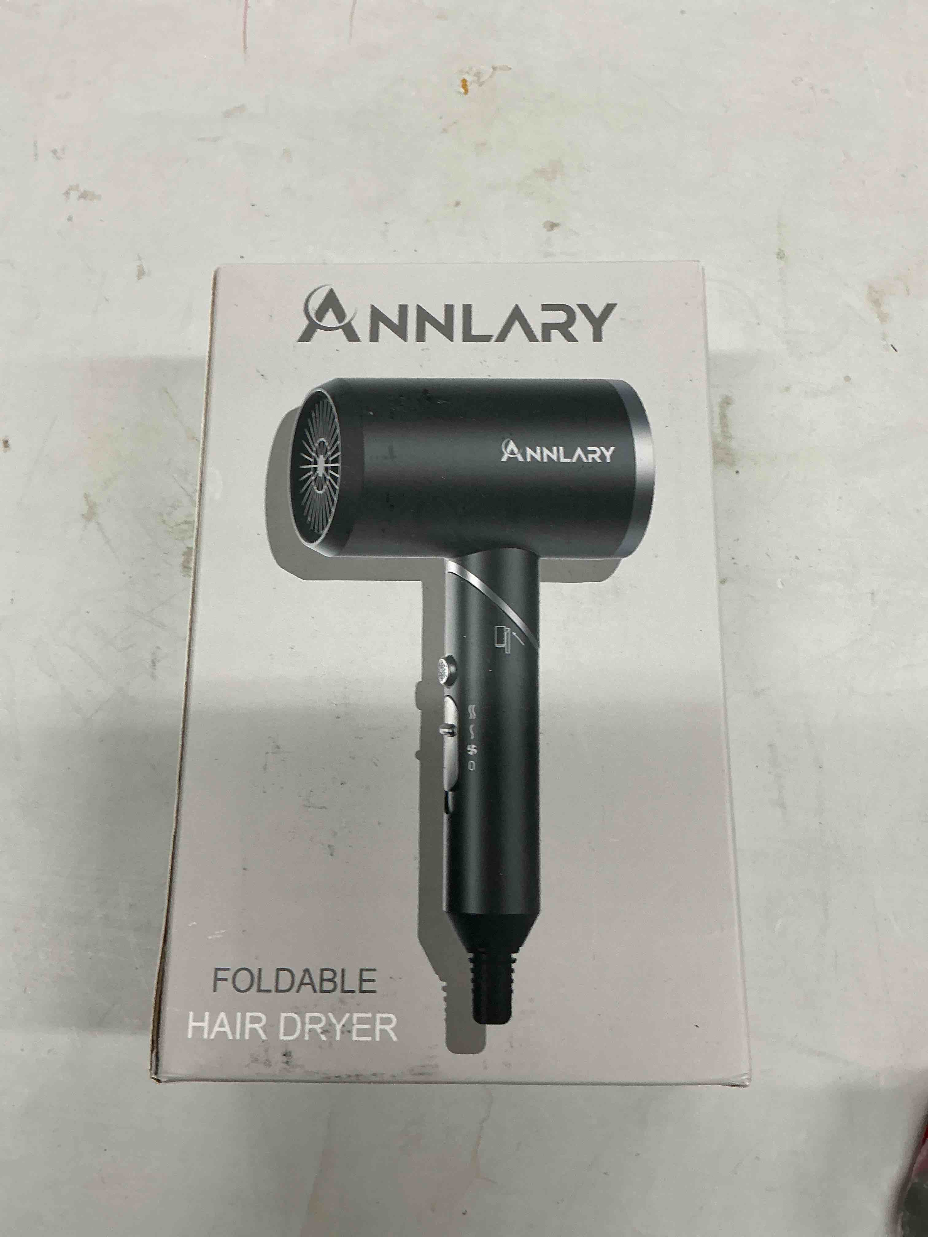 Condition photo showing Good Condition for annlary hair dryer with comb | 1800w blow dryer with diffuser for curly hair | plasma ionic hairdryer for frizz control | foldable & protable design for travel | 6.5 ft alci cord for women and men black